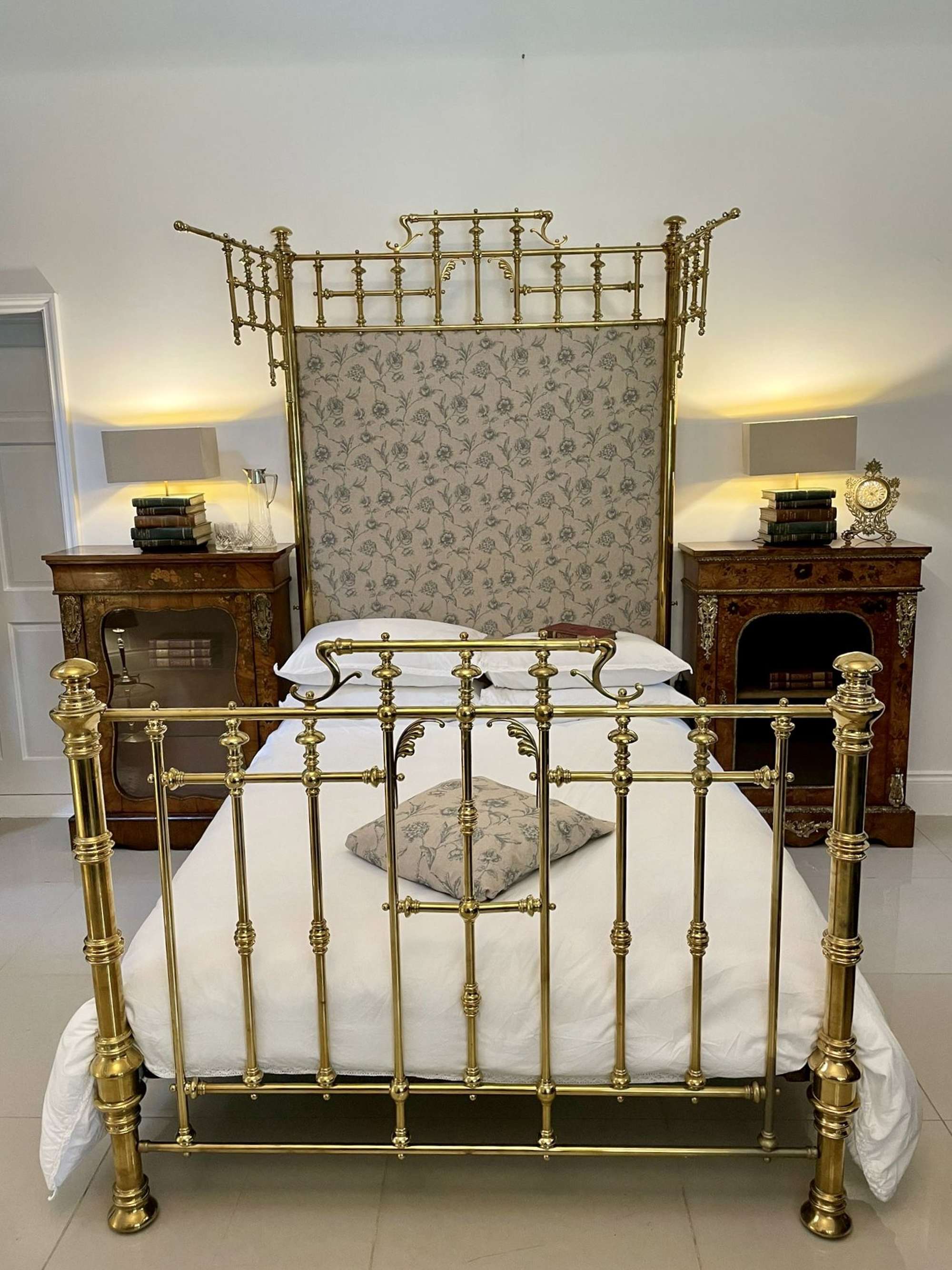 Magnificent Exhibition Antique Solid Brass Half Tester Double Bed