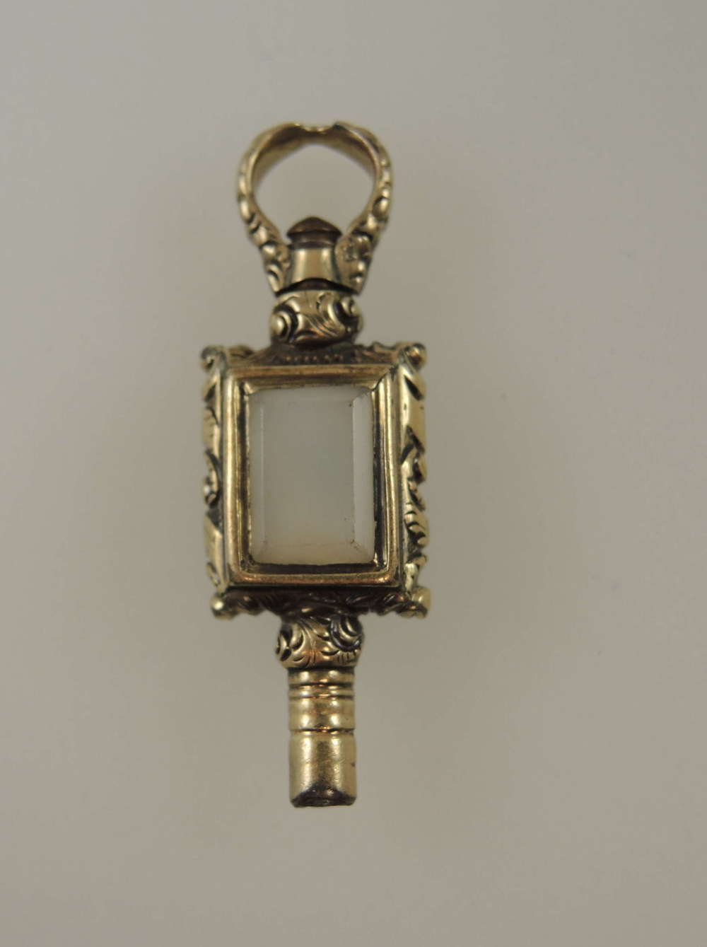 Gilt and stone set pocket watch key c1850