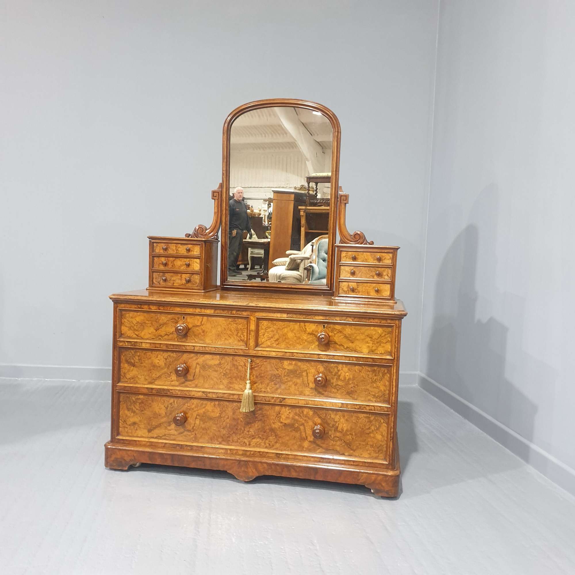 Outstanding Burr Walnut Antique Dressing Table