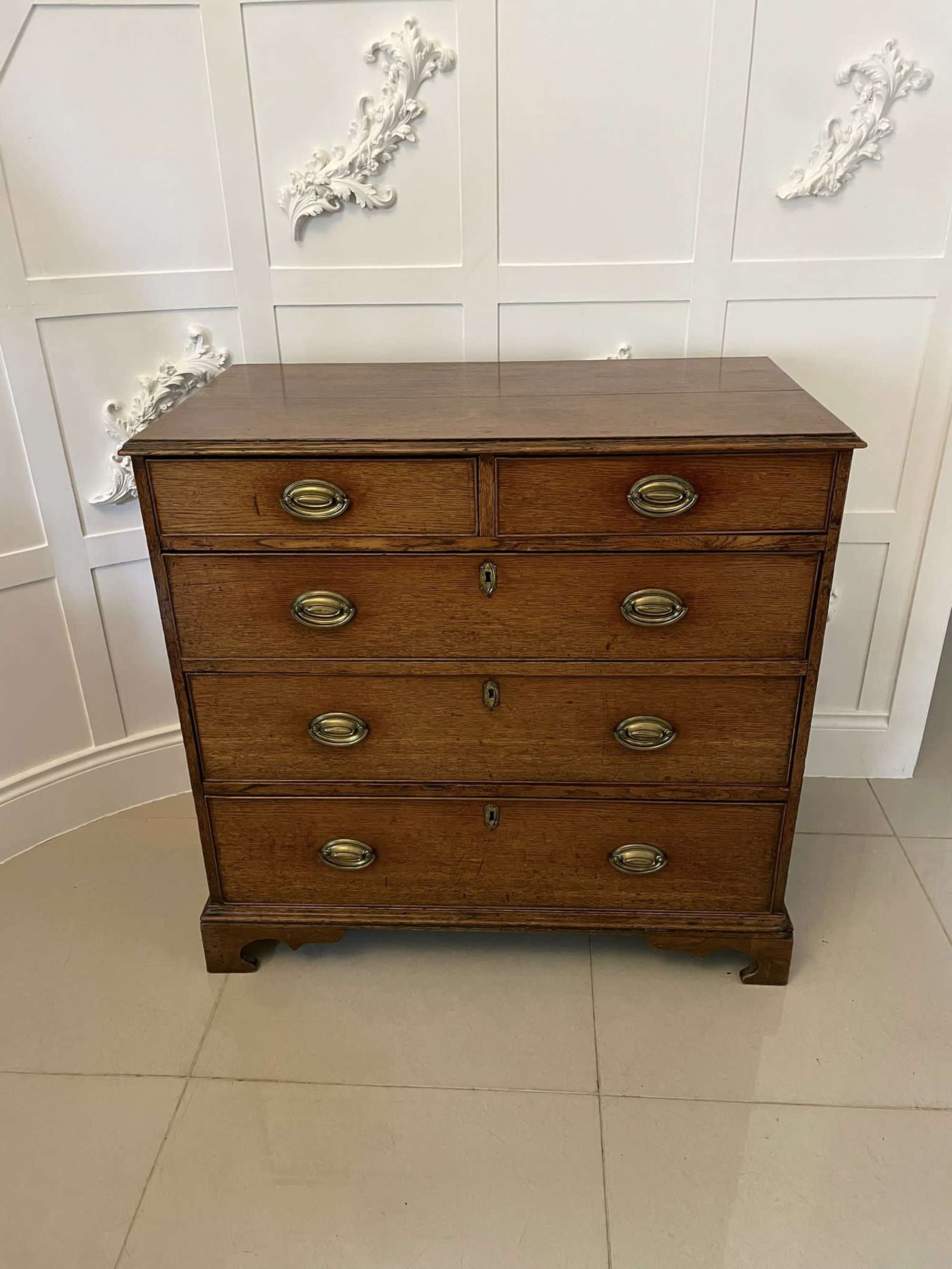 Antique George Iii Quality Oak Chest Of Drawers