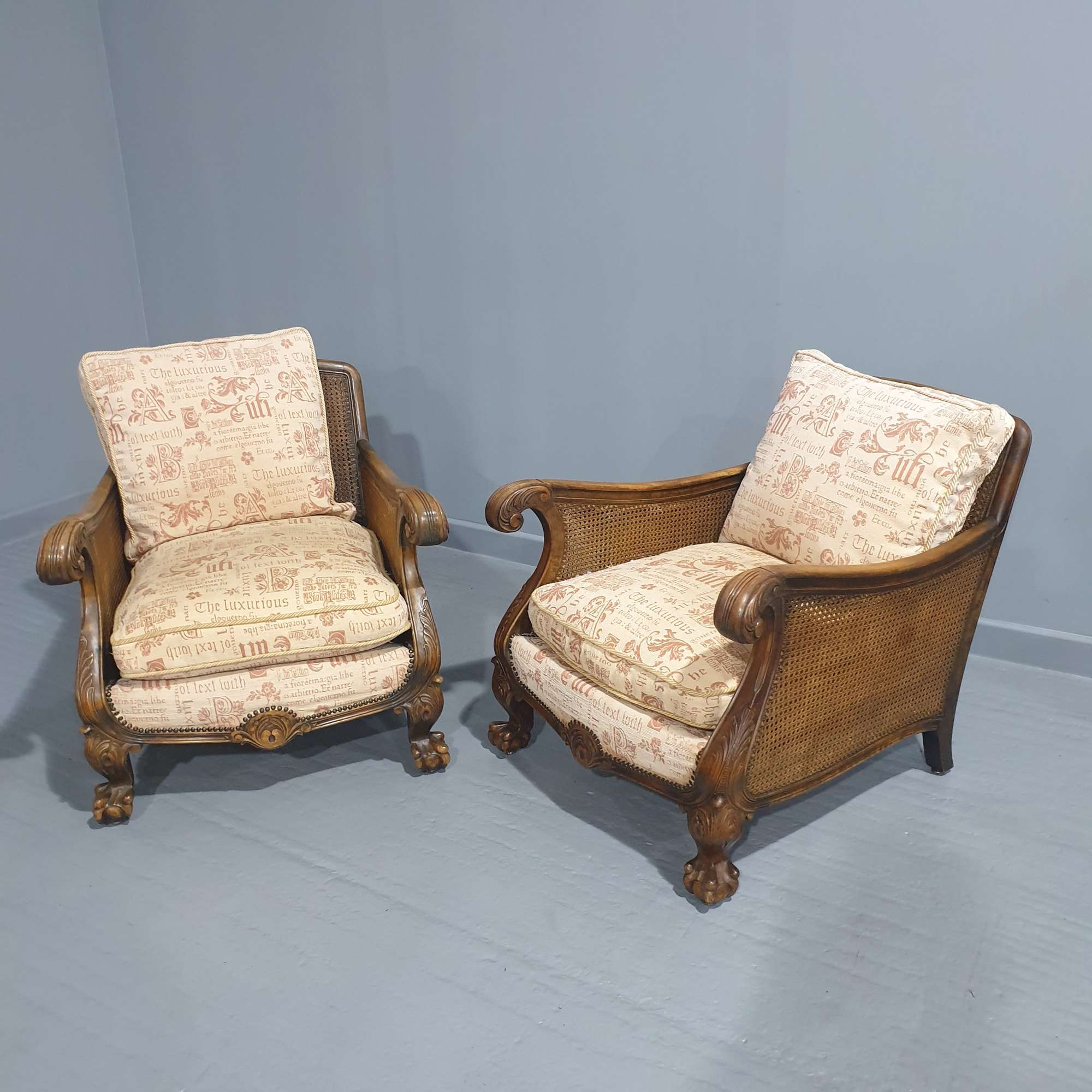 Superb Pair Bergere Conservatory Armchairs