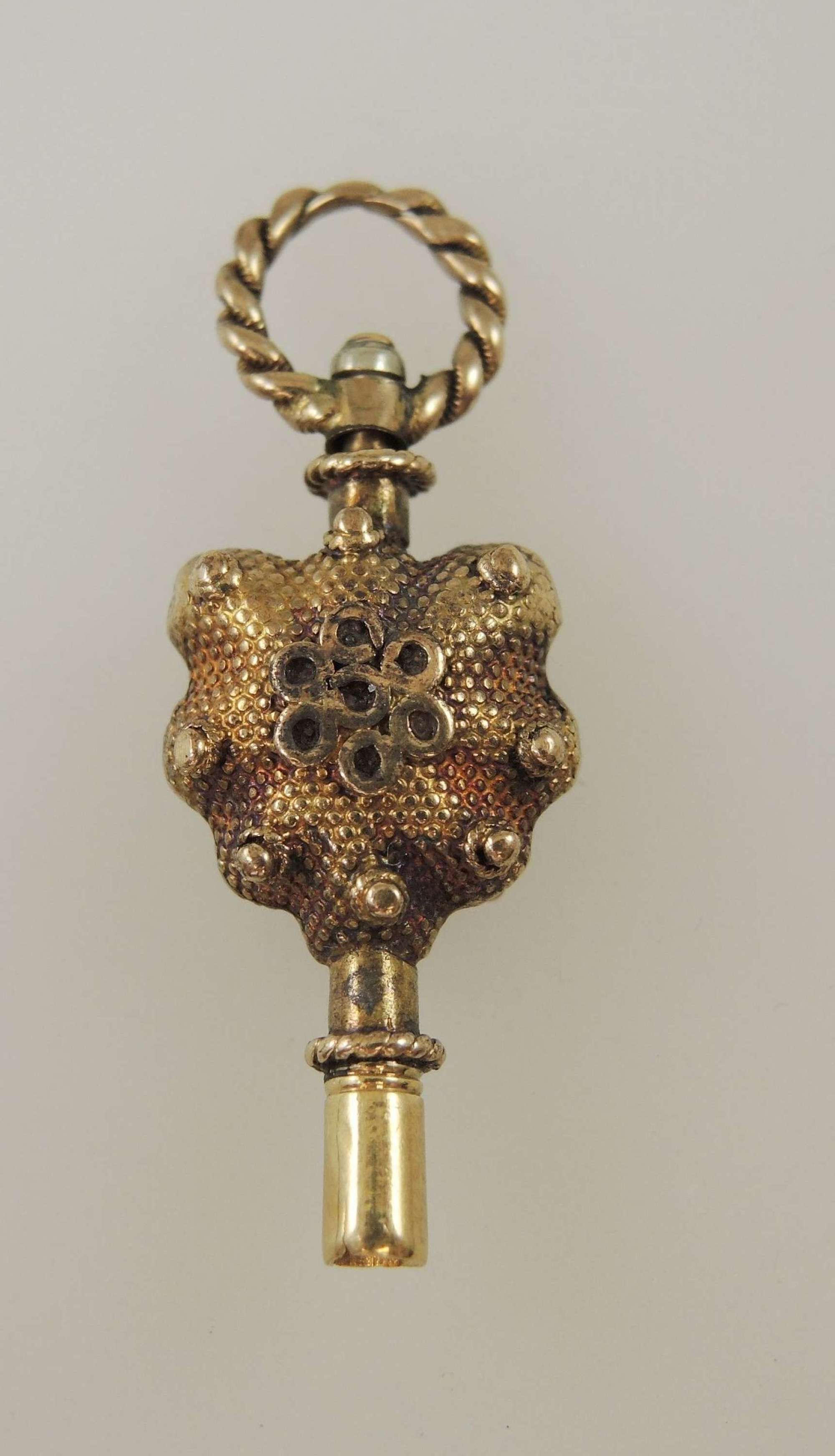 Solid 15K gold Etruscan pocket watch key c1810