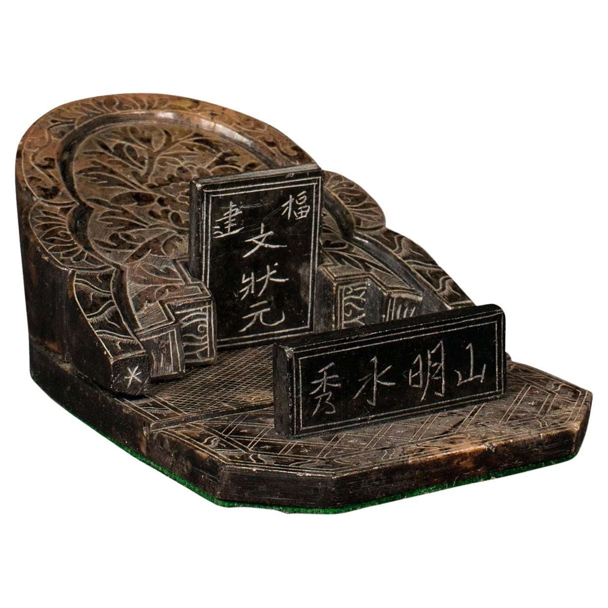 Antique Ornamental Mausoleum, Chinese Soapstone, Burial Memento, Victorian, 1900