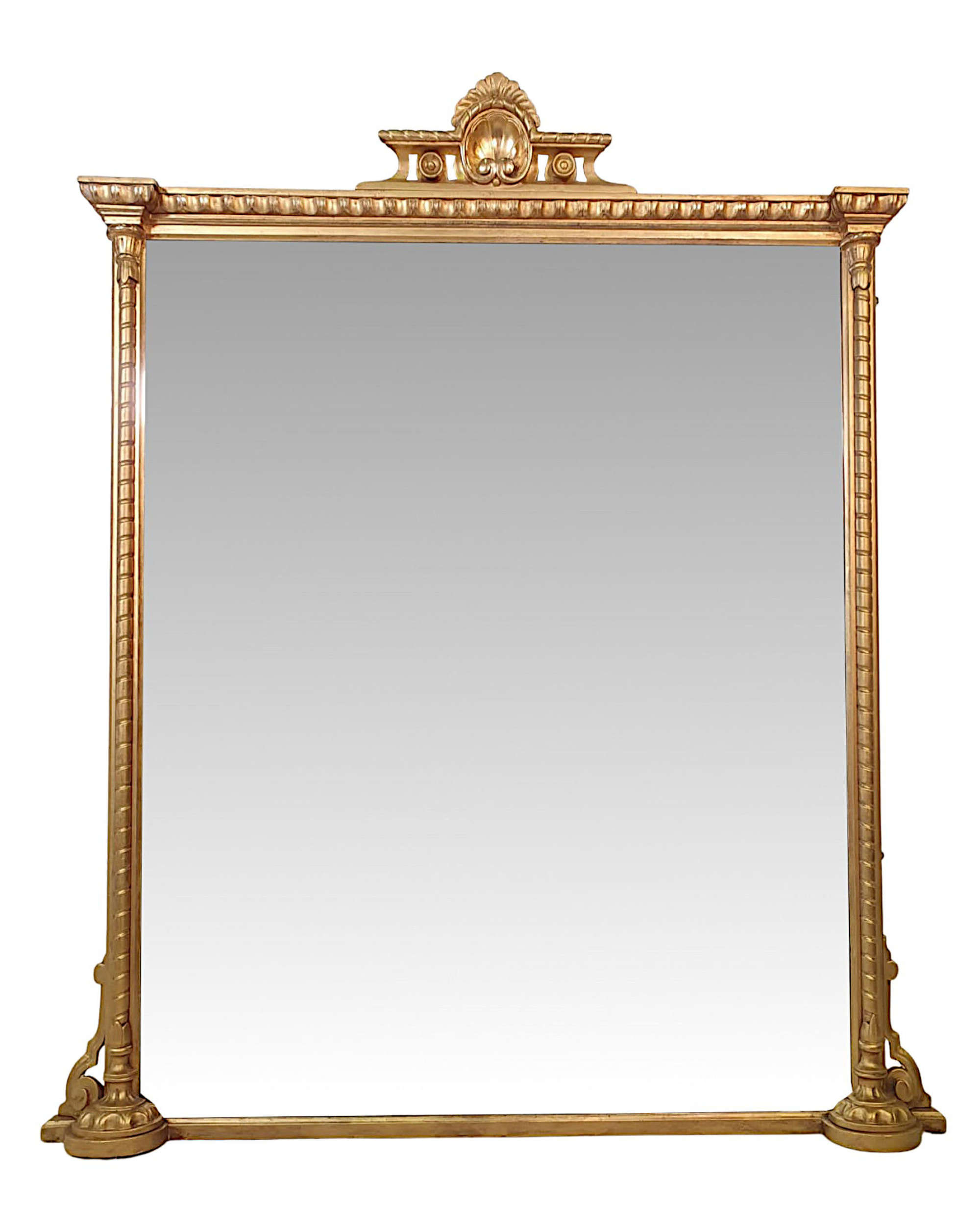 A Very Fine 19th Century Large Giltwood Overmantle Mirror