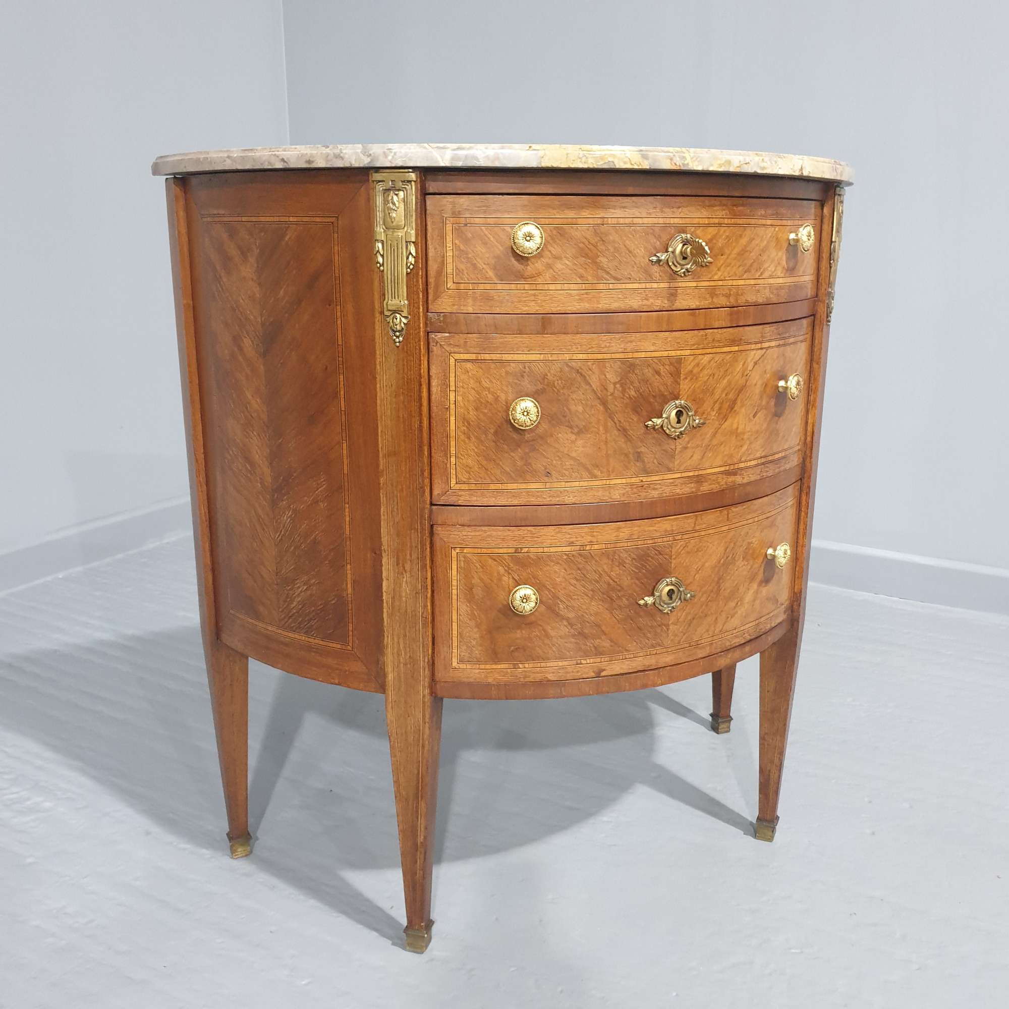 French Demi Loon Commode Chest Of Drawers