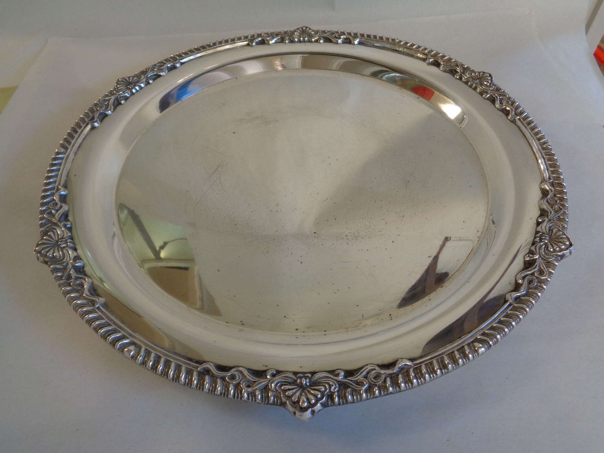 Antique Silver Plate Round Drinks Tray.