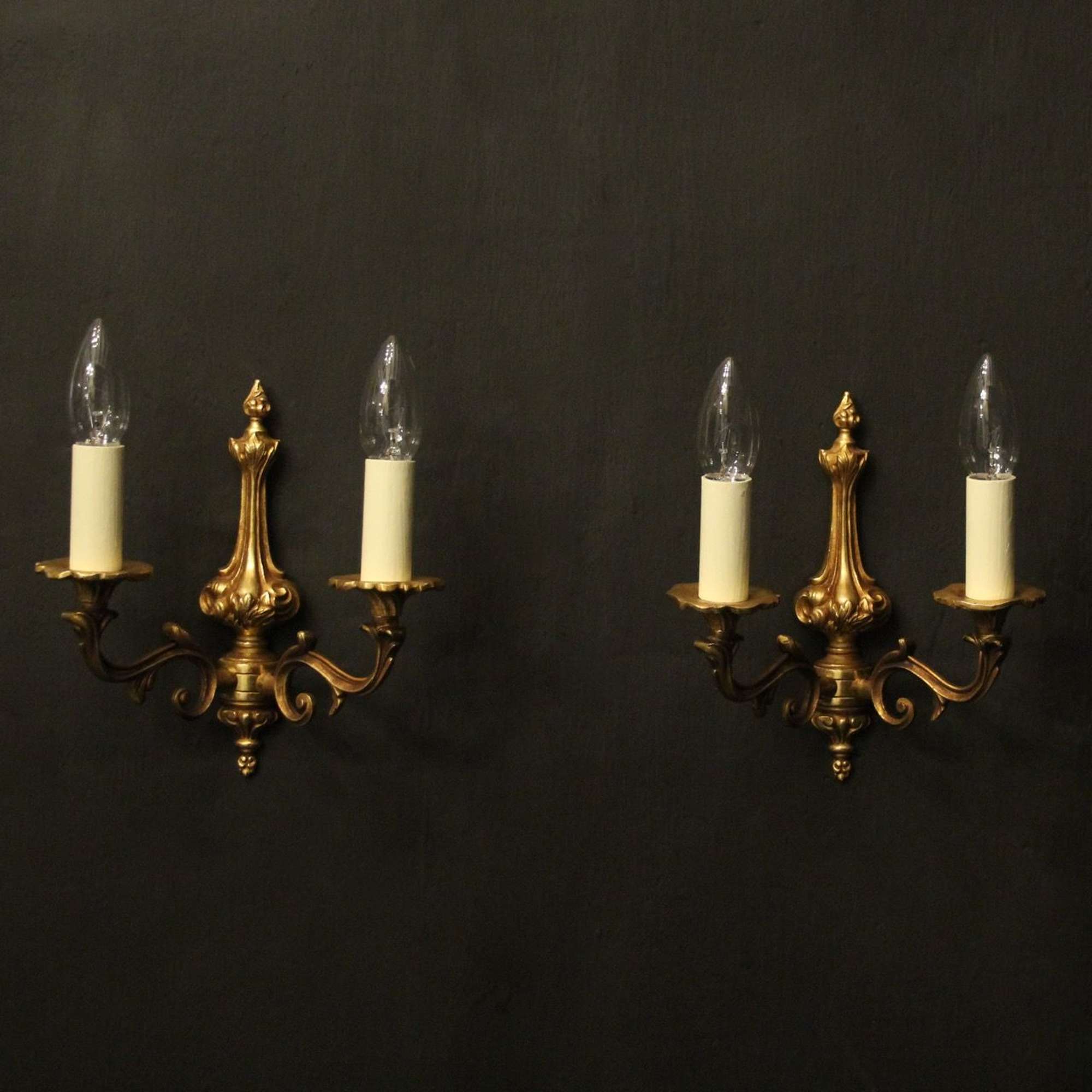 French Small Pair Of Gilded Antique Wall Lights