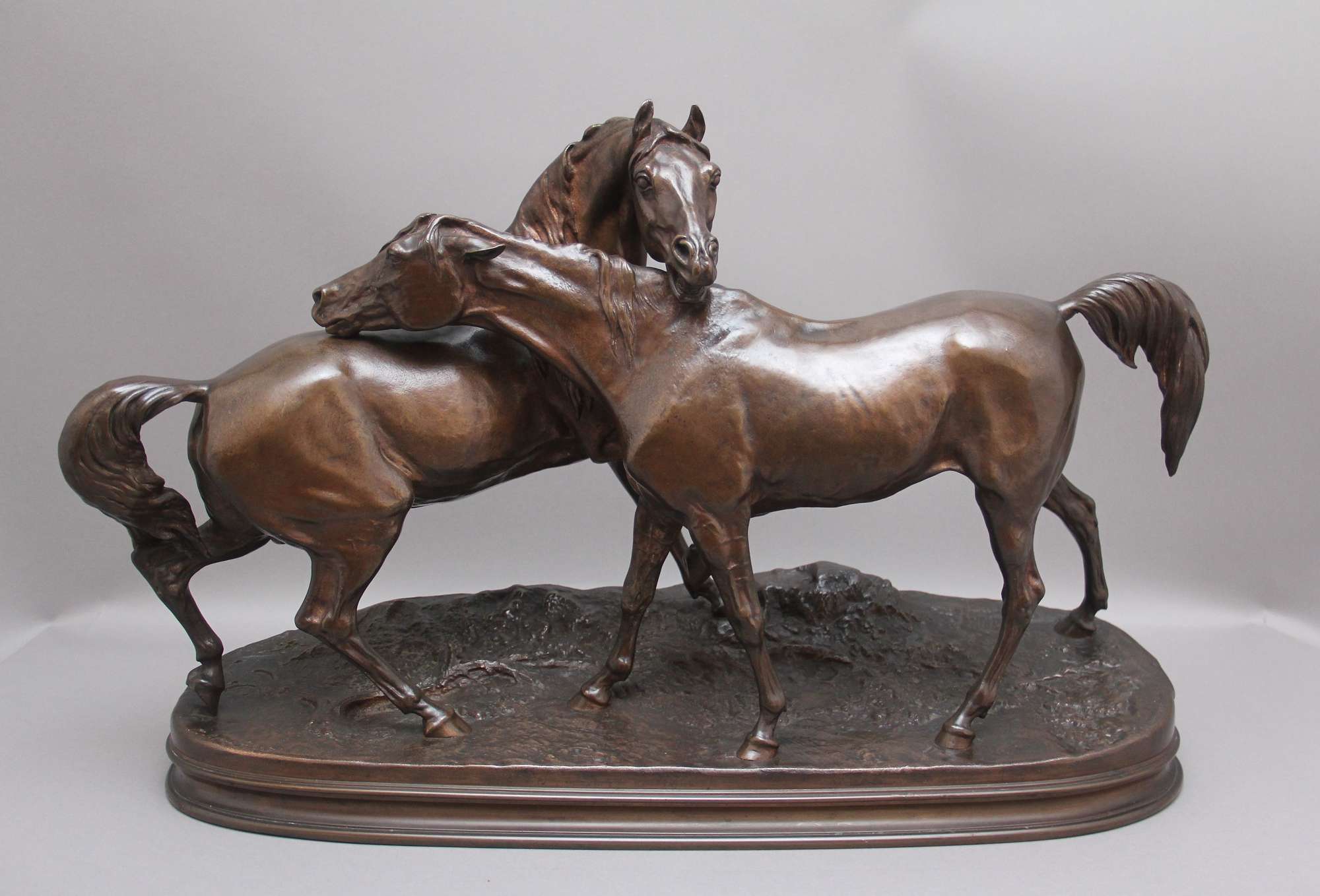 Large 19th Century Bronze sculpture L'accolade by Pierre-Jules Mene