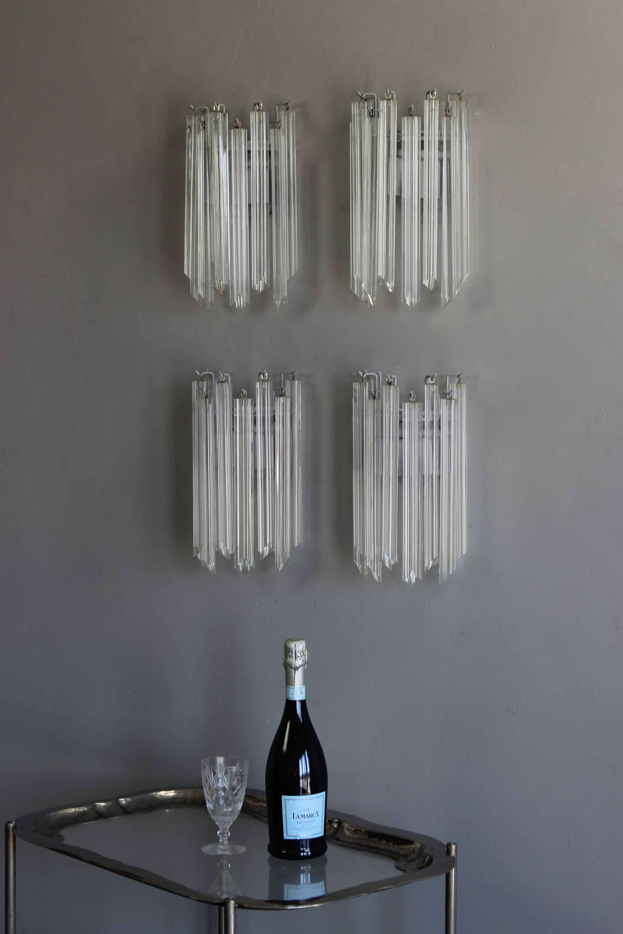 Two pairs of Venini 'flame' wall sconces