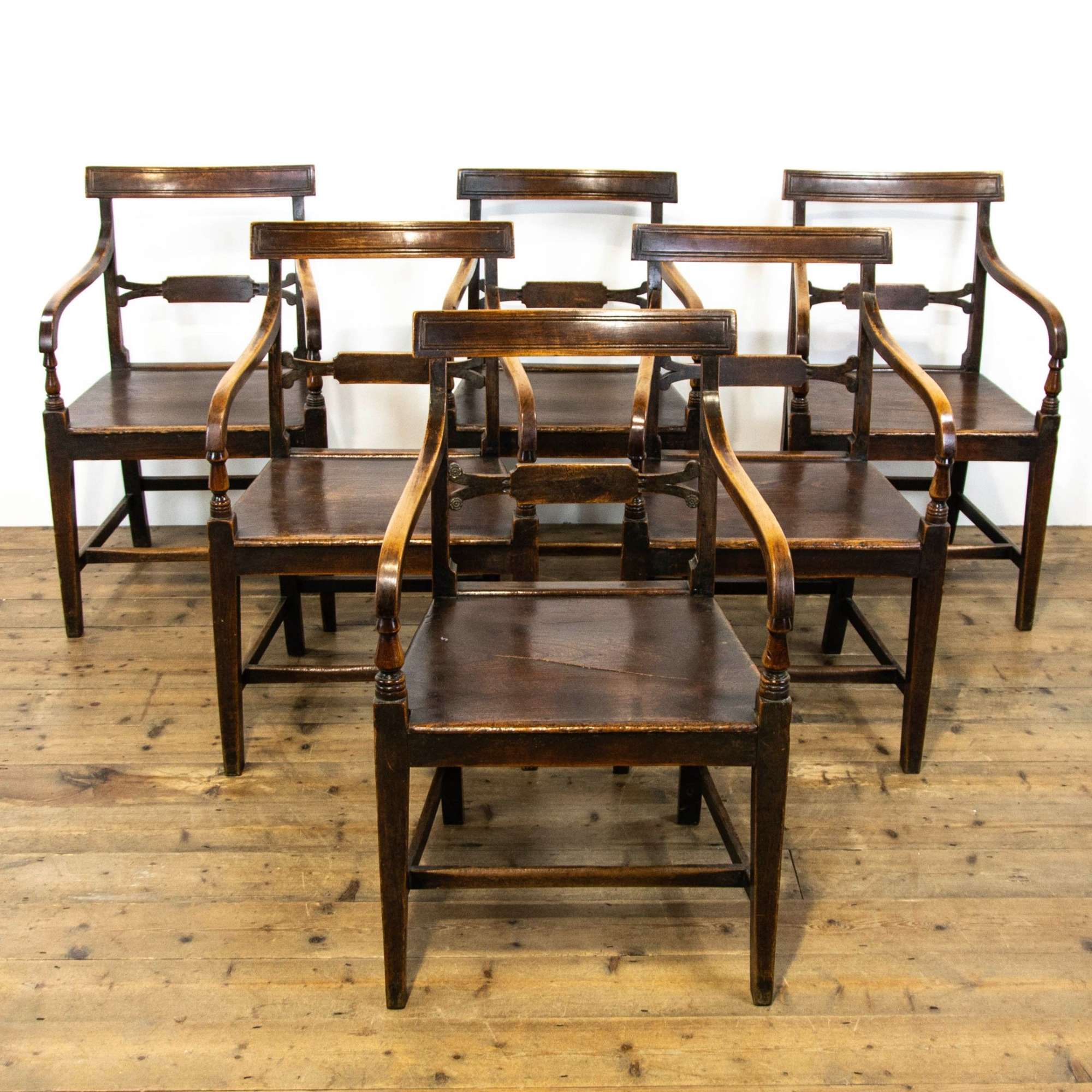 Set Of Six Regency Oak Armchairs