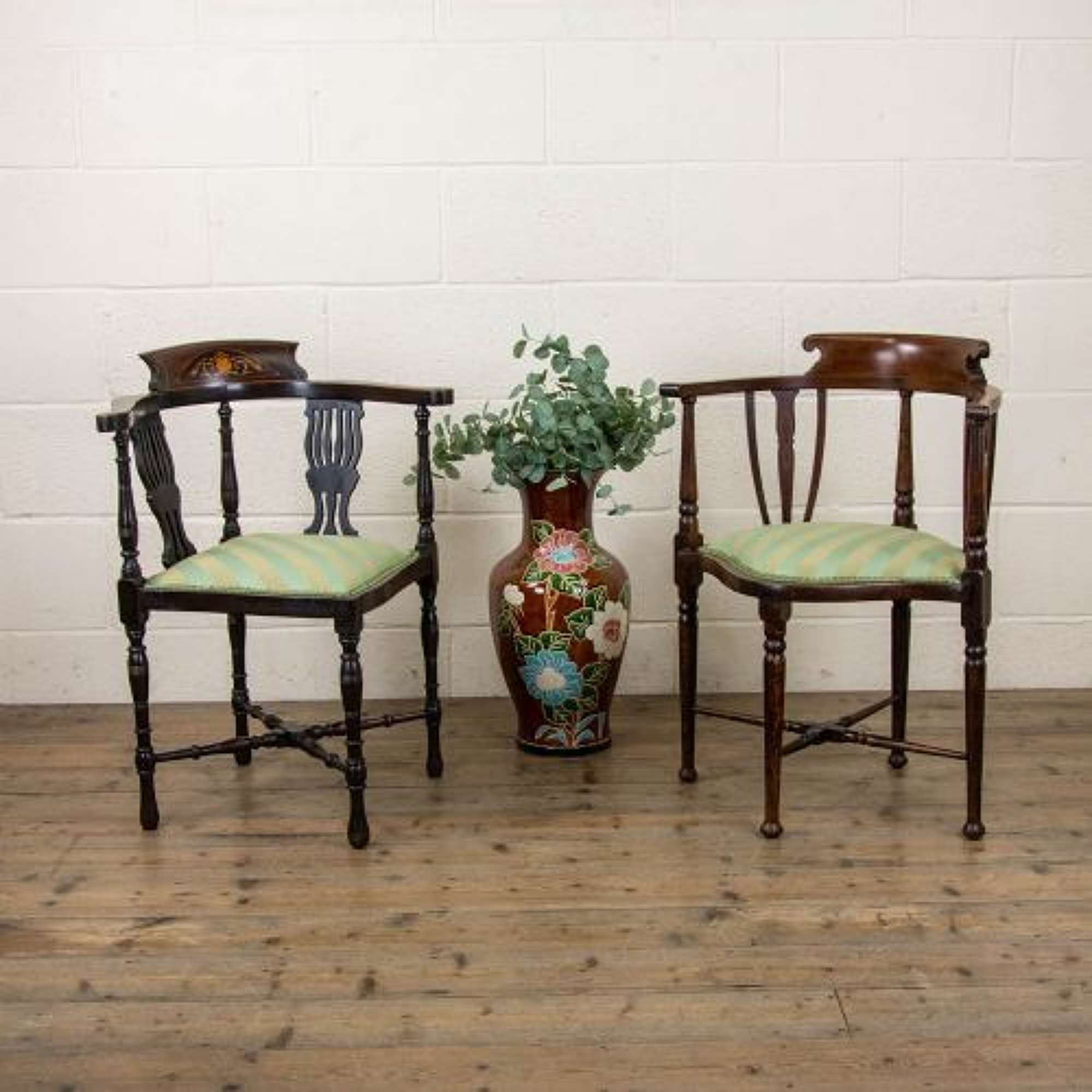 Two Similar Antique Mahogany Corner Chairs