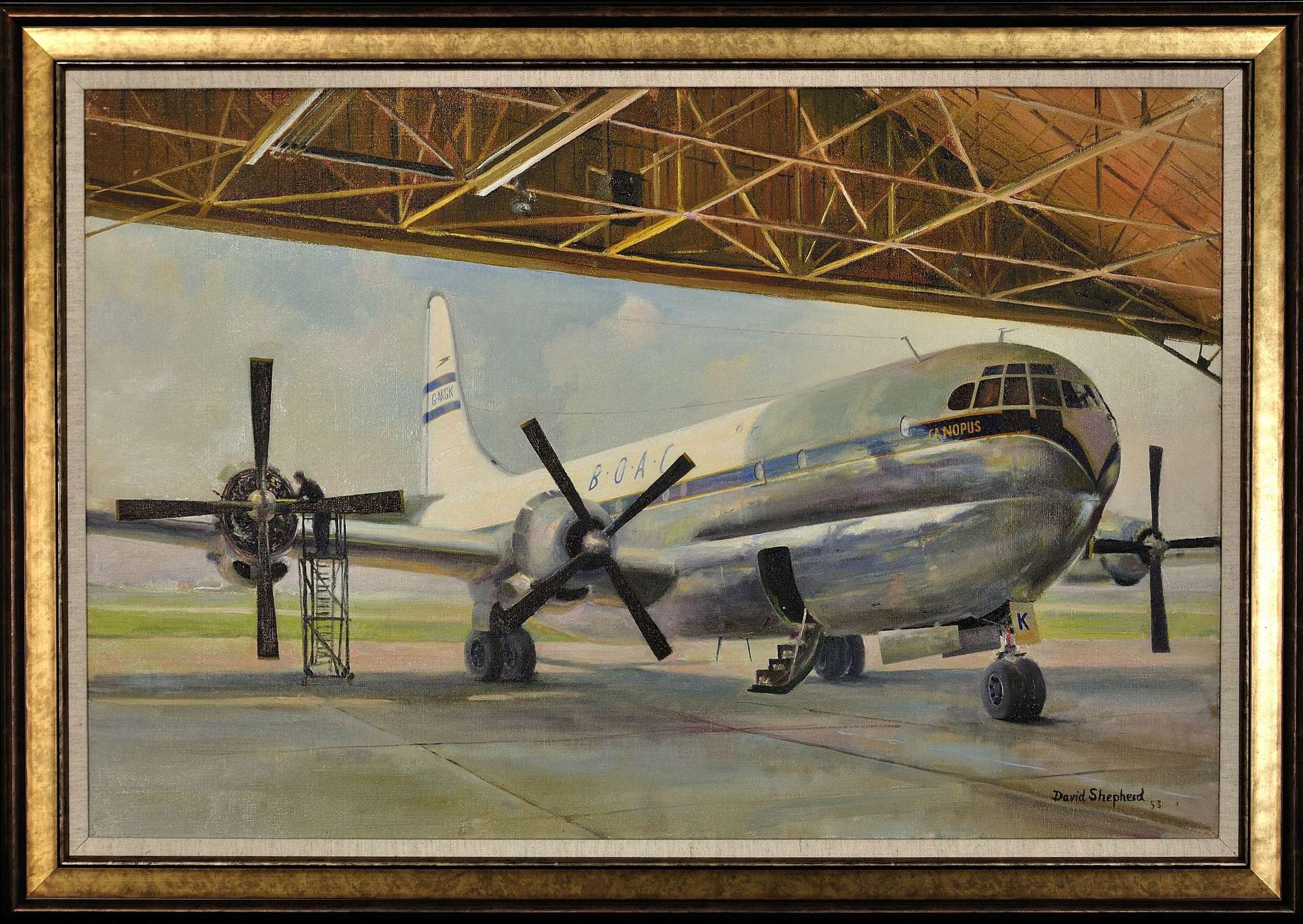 David Shepherd 1931-2017. Giant Refreshed,1953. Boac Boeing Stratocruiser. Oil On Canvas