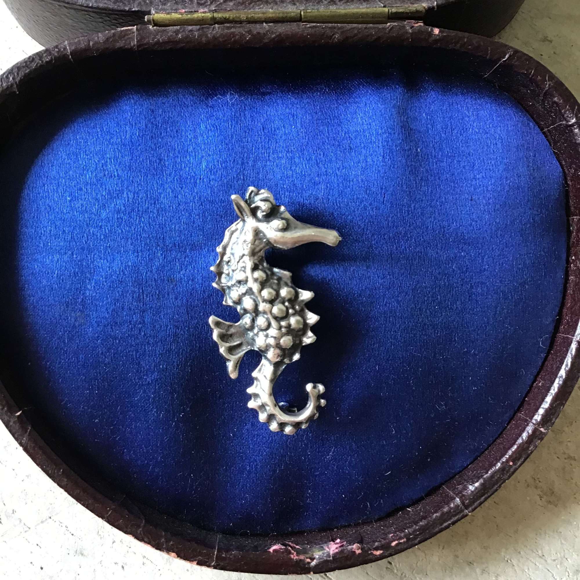 Vintage silver seahorse brooch