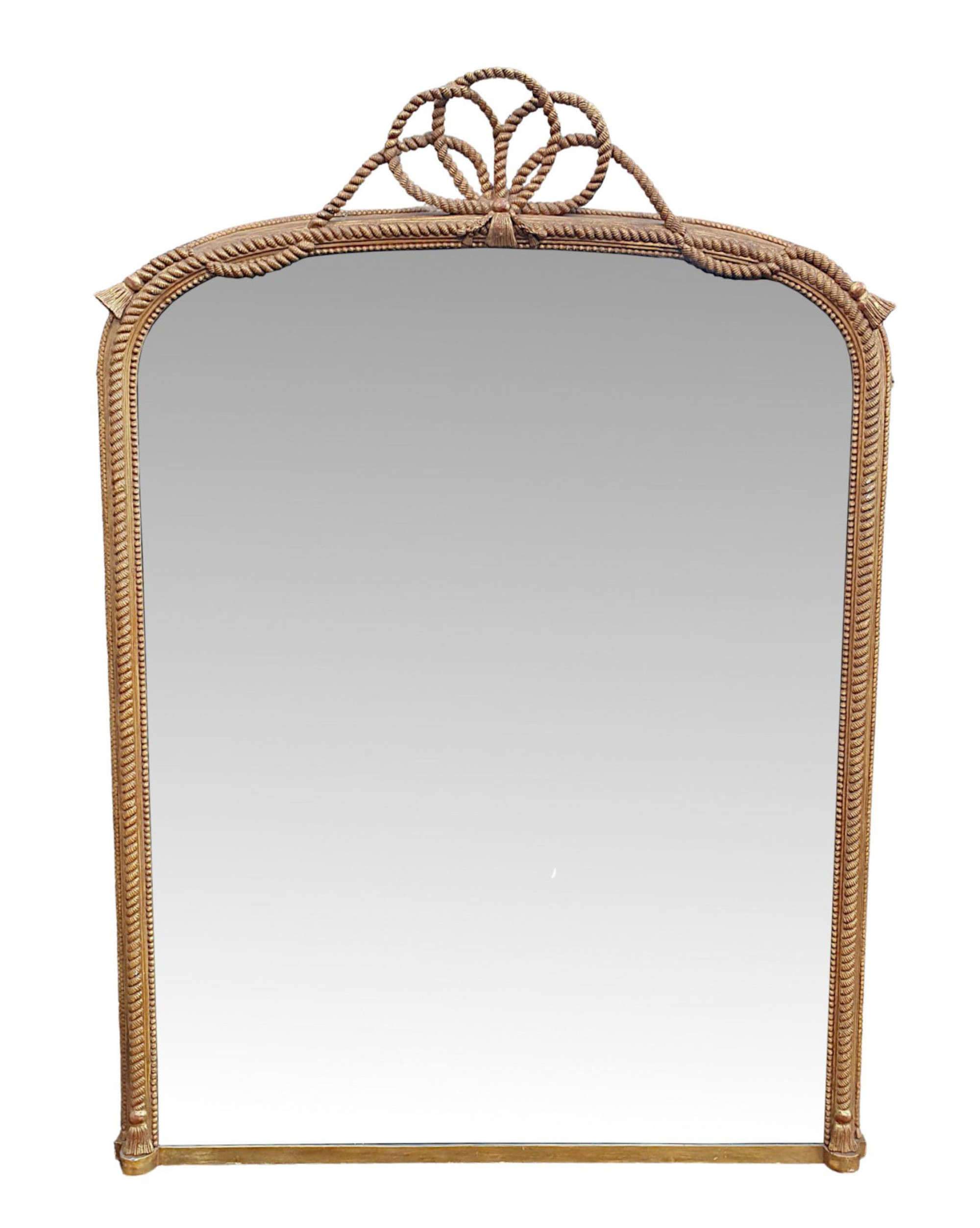 An Exceptional 19th Century Giltwood Arch Top Antique Overmantle Mirror