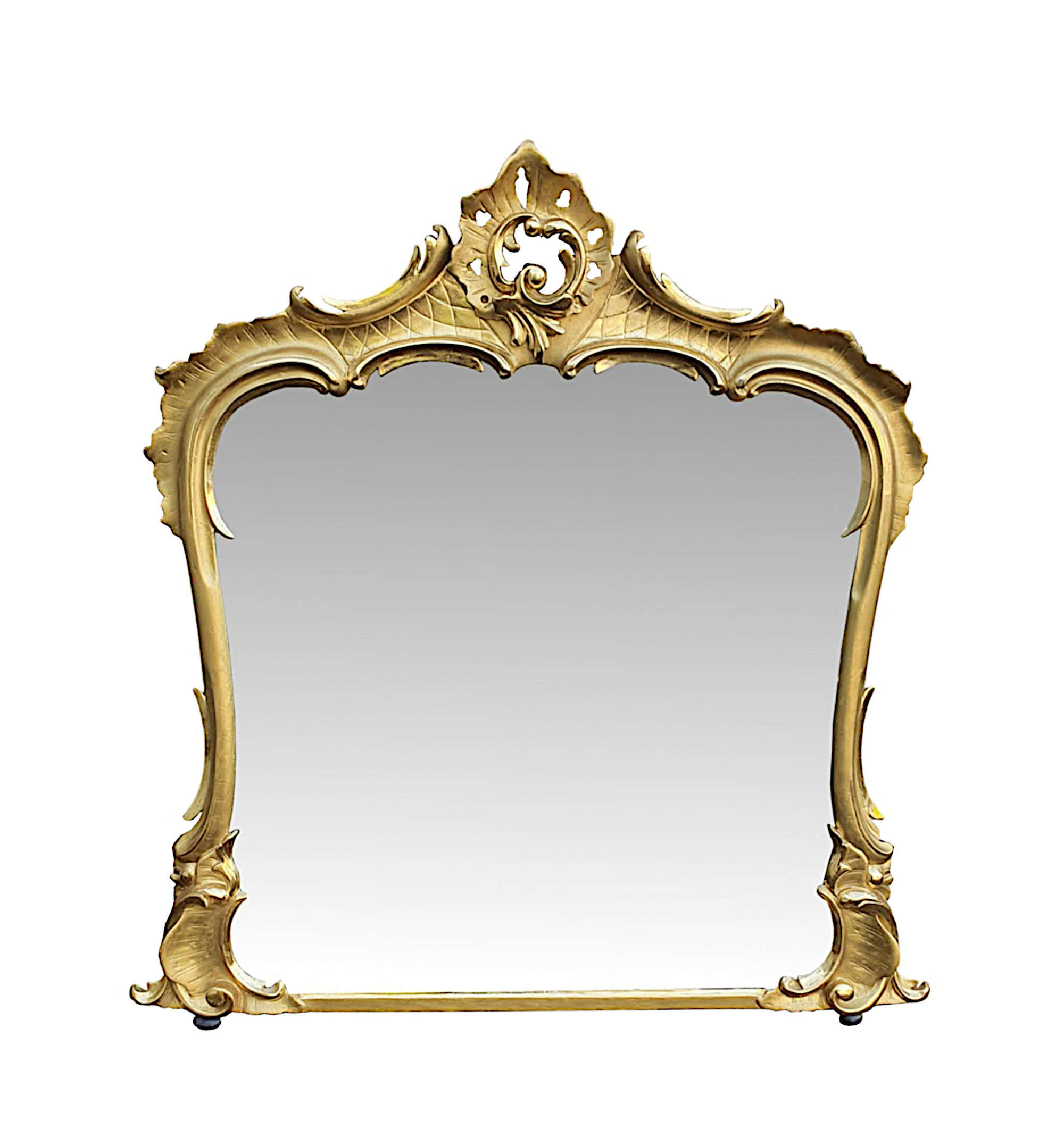 A Superb Large 19th Century Giltwood Antique Overmantle Mirror