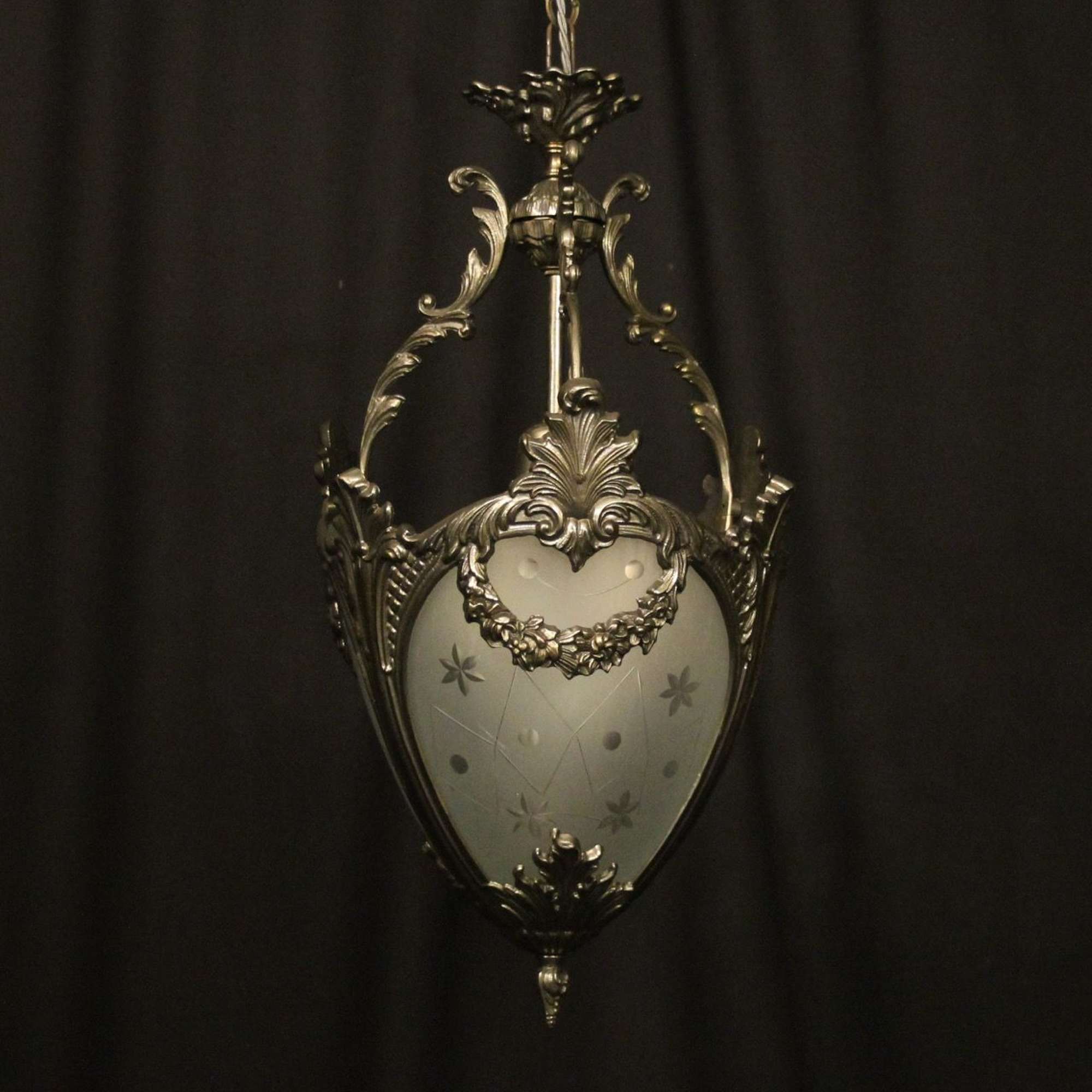 Italian Silver Gilded Single Light Hall Lantern