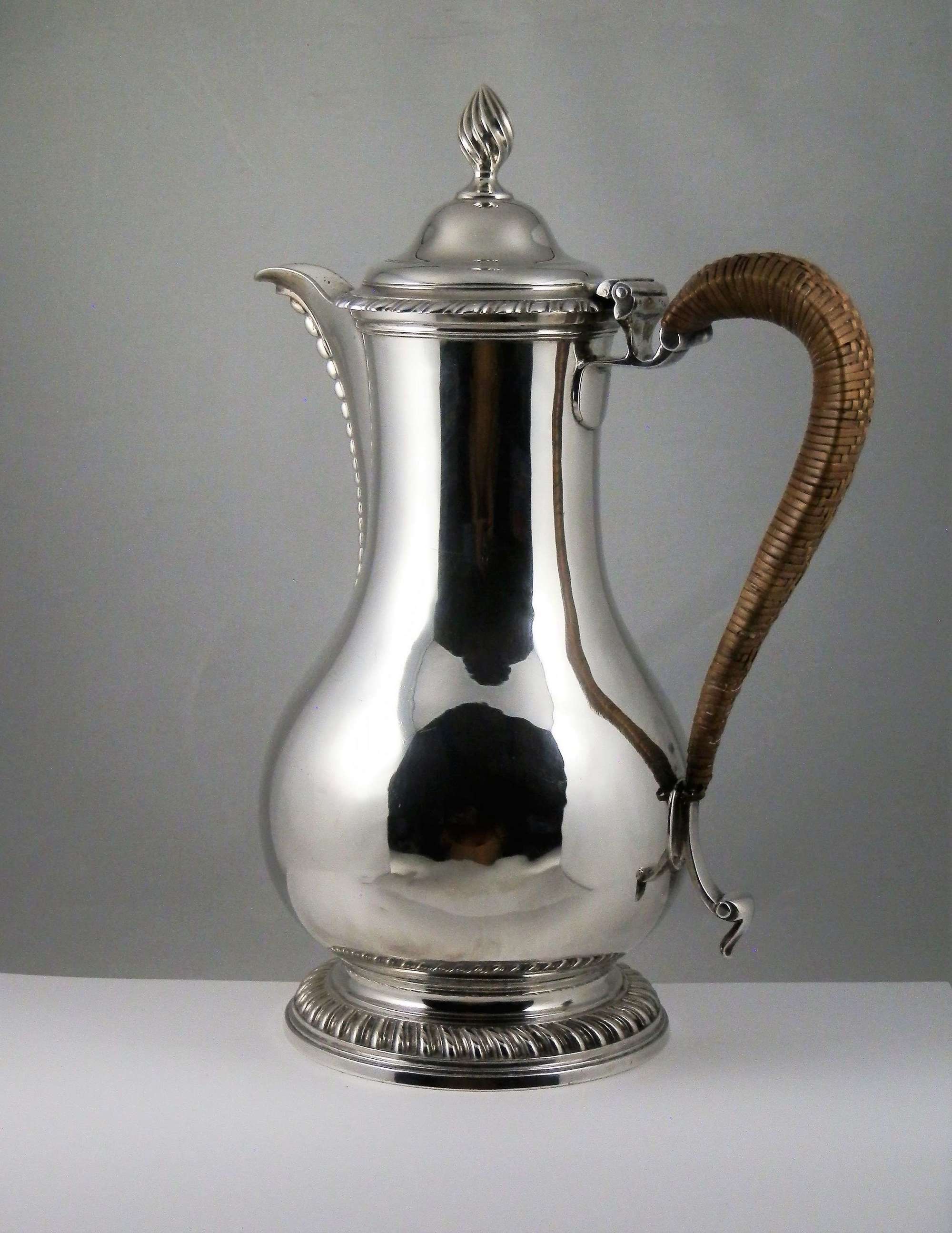 George III large silver coffee or hot water jug, London 1773