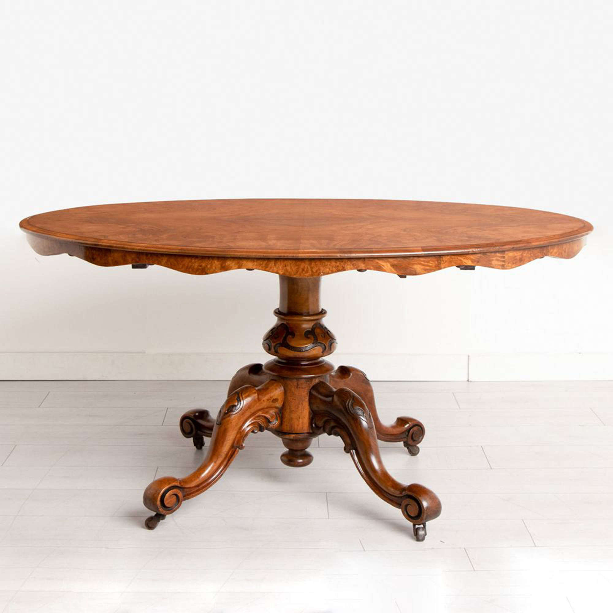 Antique Figured Walnut Veneer Oval Top Breakfast Table c.1860