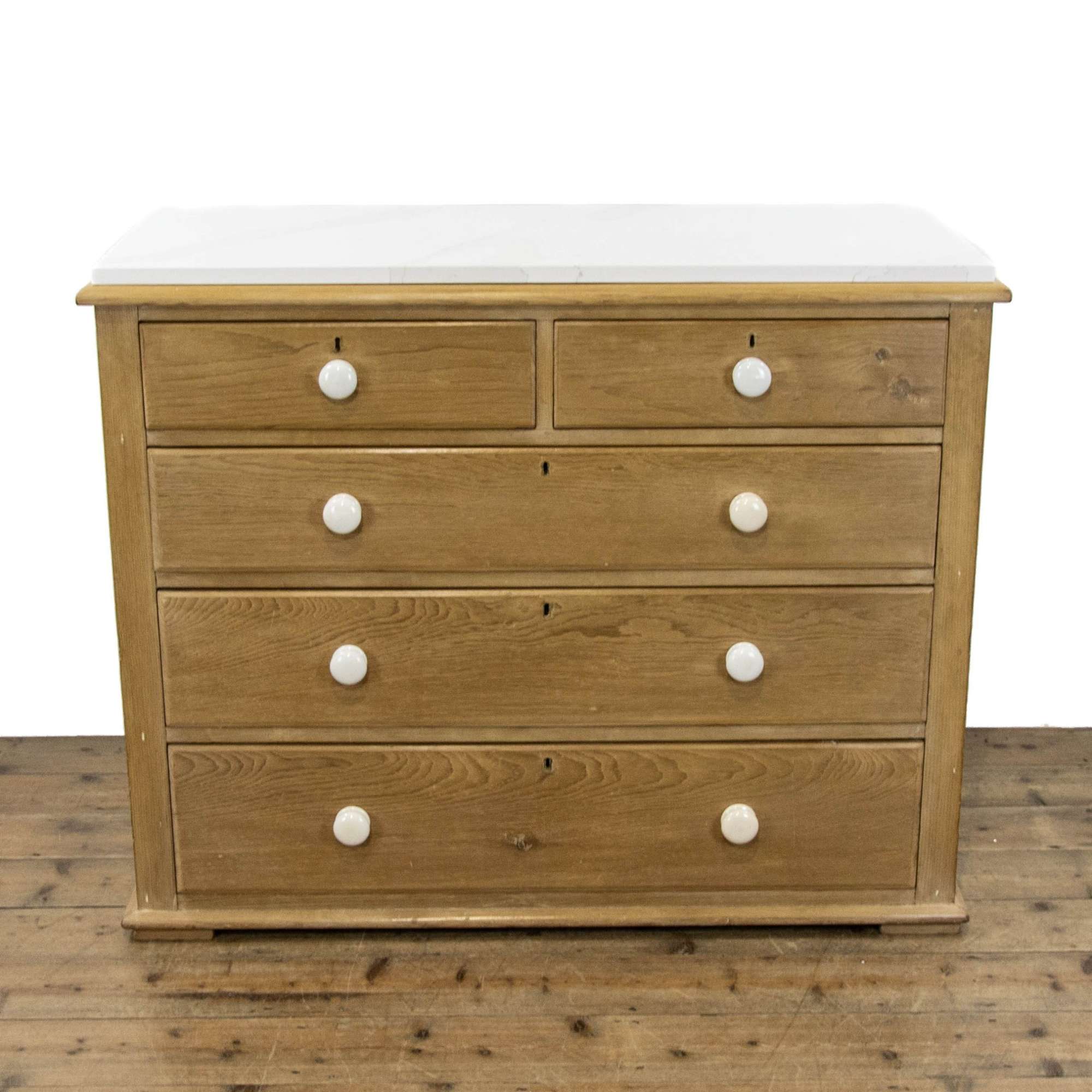 Victorian Pine Chest Of Drawers With Marble Top