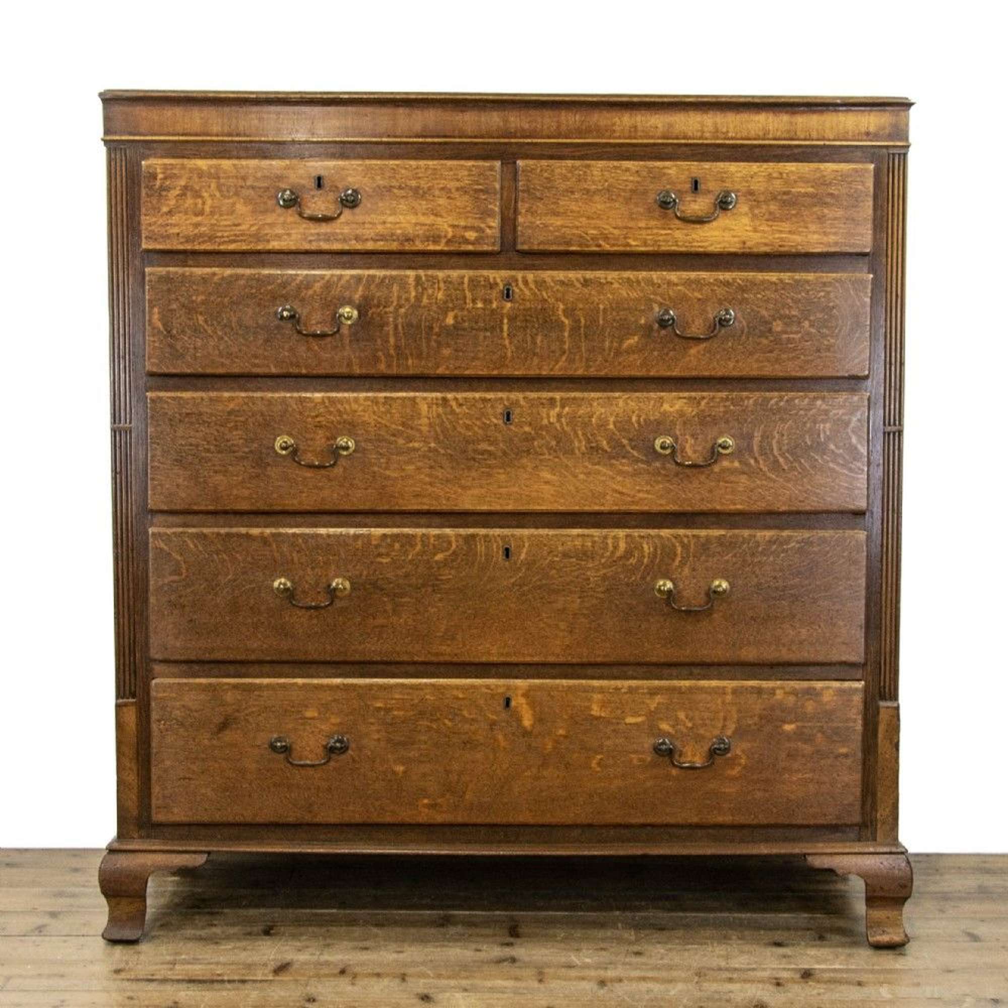 Large Georgian Oak Antique Chest Of Drawers
