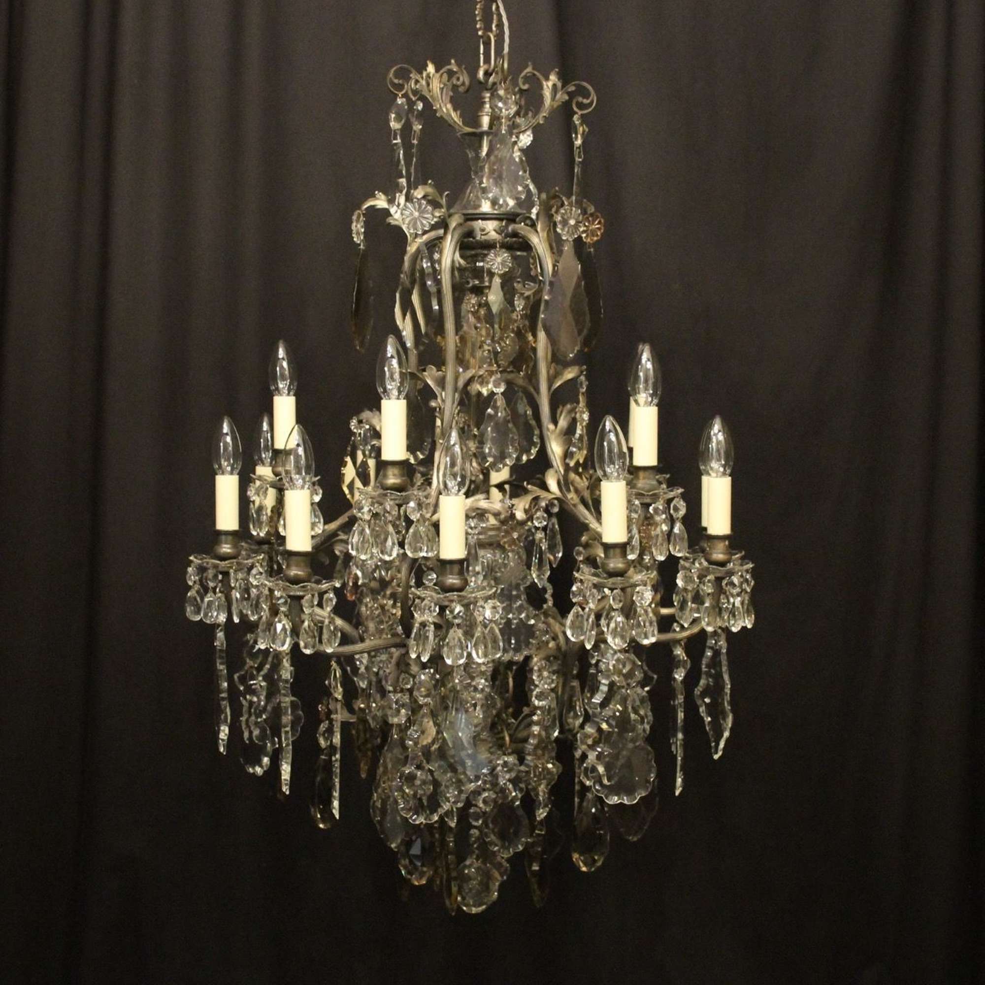 French Silver Gilded Bronze 15 Light Antique Chandelier