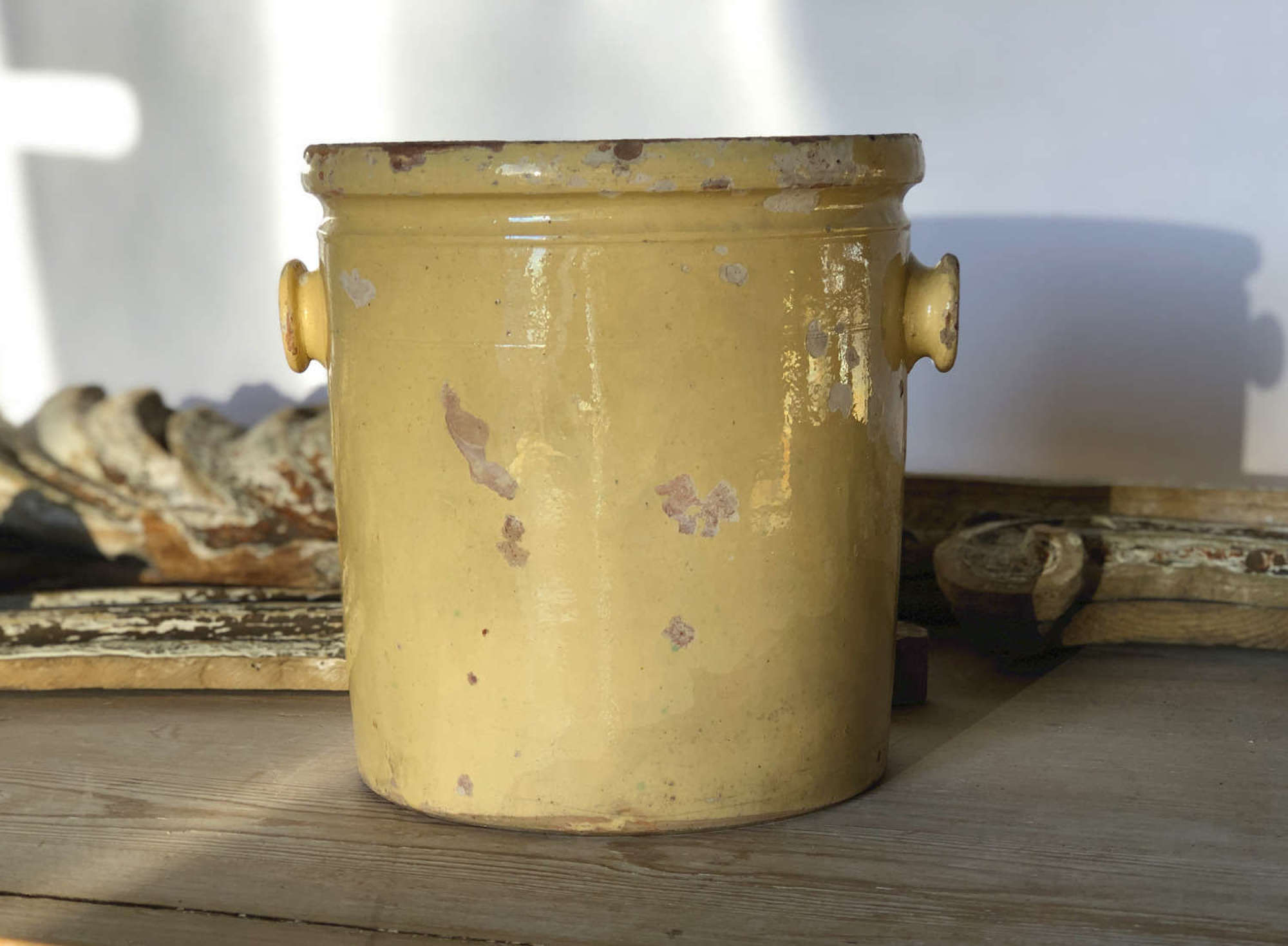 19th century Tall Yellow Glazed terracotta jar - circa 1800