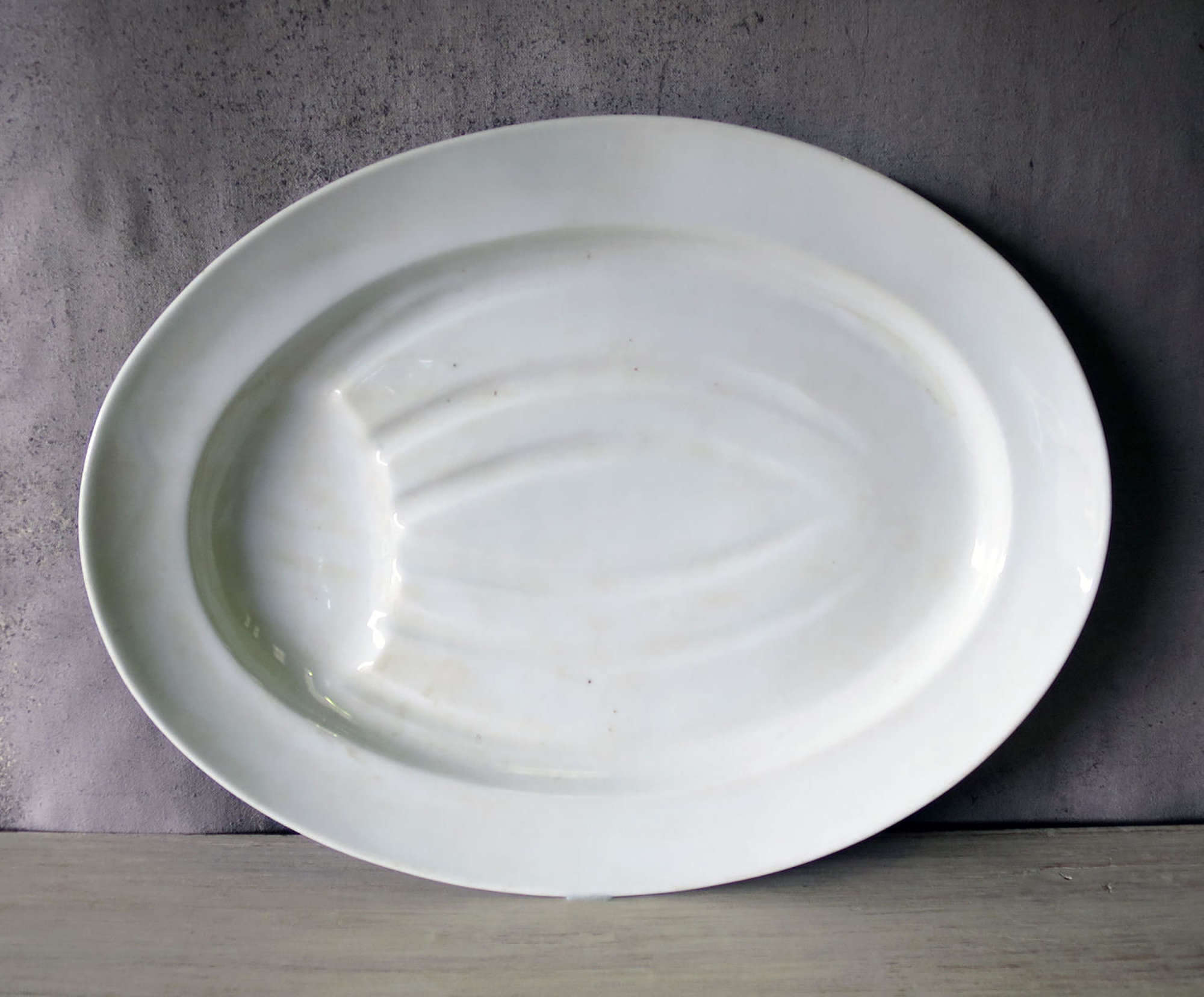 French White Porcelain Meat Carving Plate circa 1920