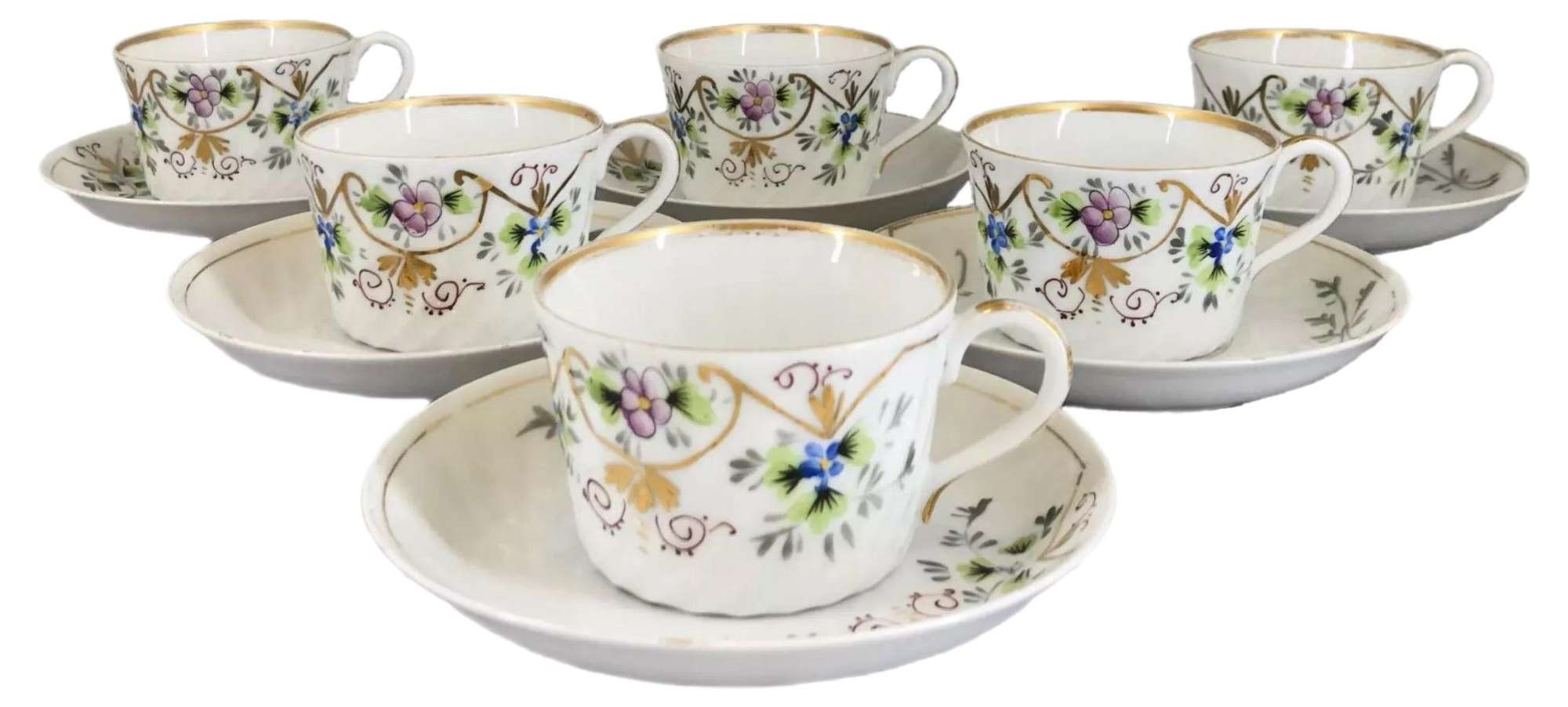 Six Cups and Saucers from Kuznetsov