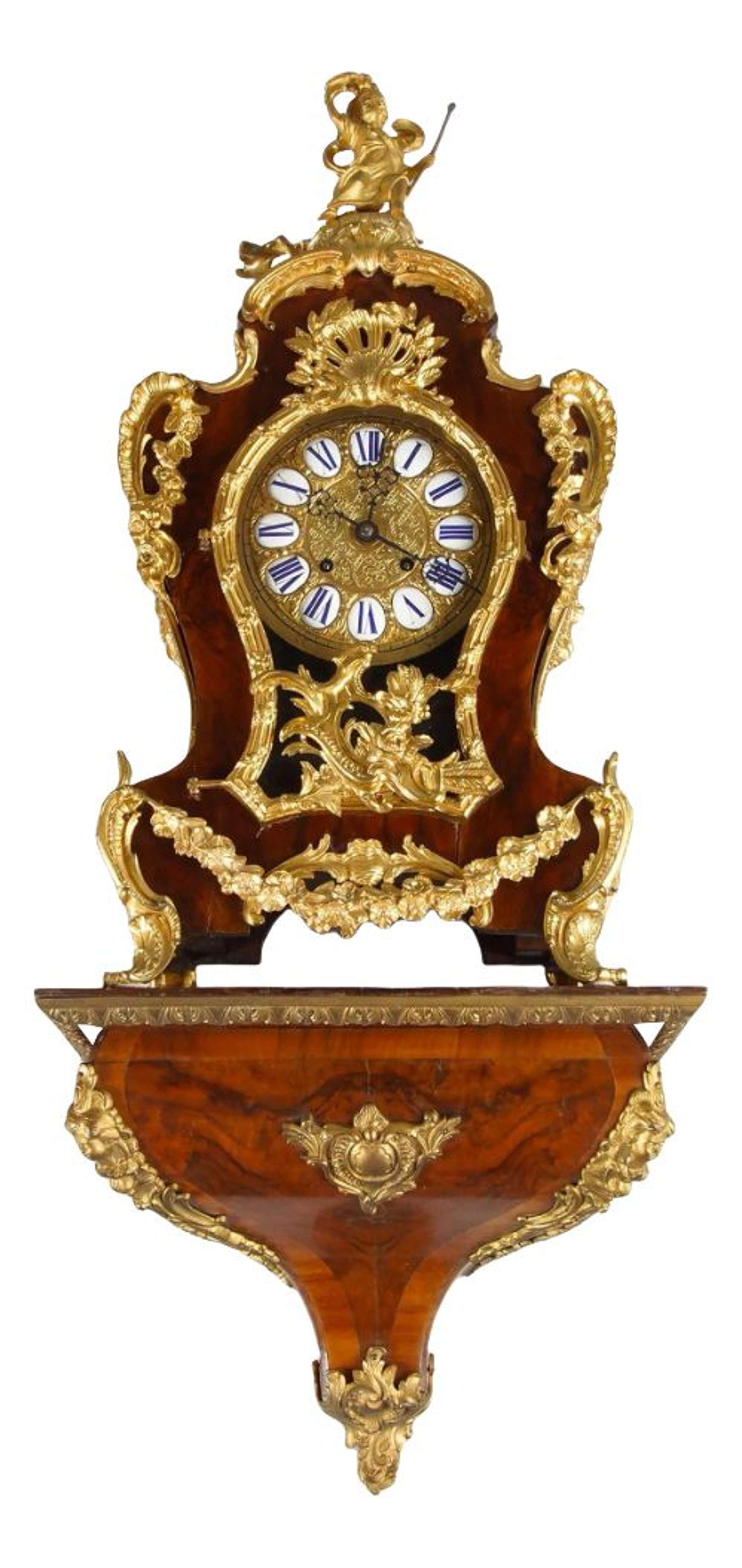 Wall Clock with Console in 19th Century Rococo Style
