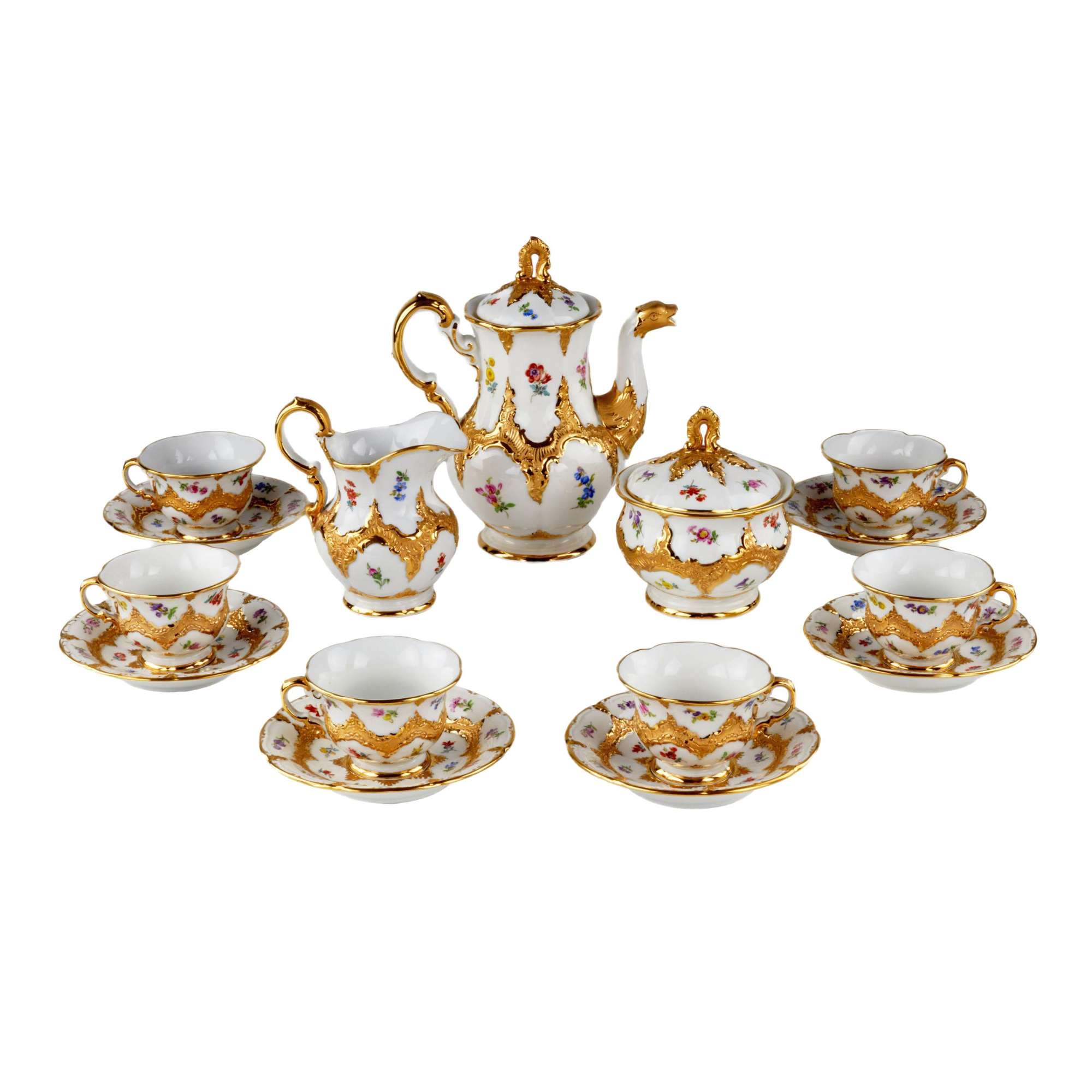 Coffee Service from Meissen for 6 Persons, Set of 15