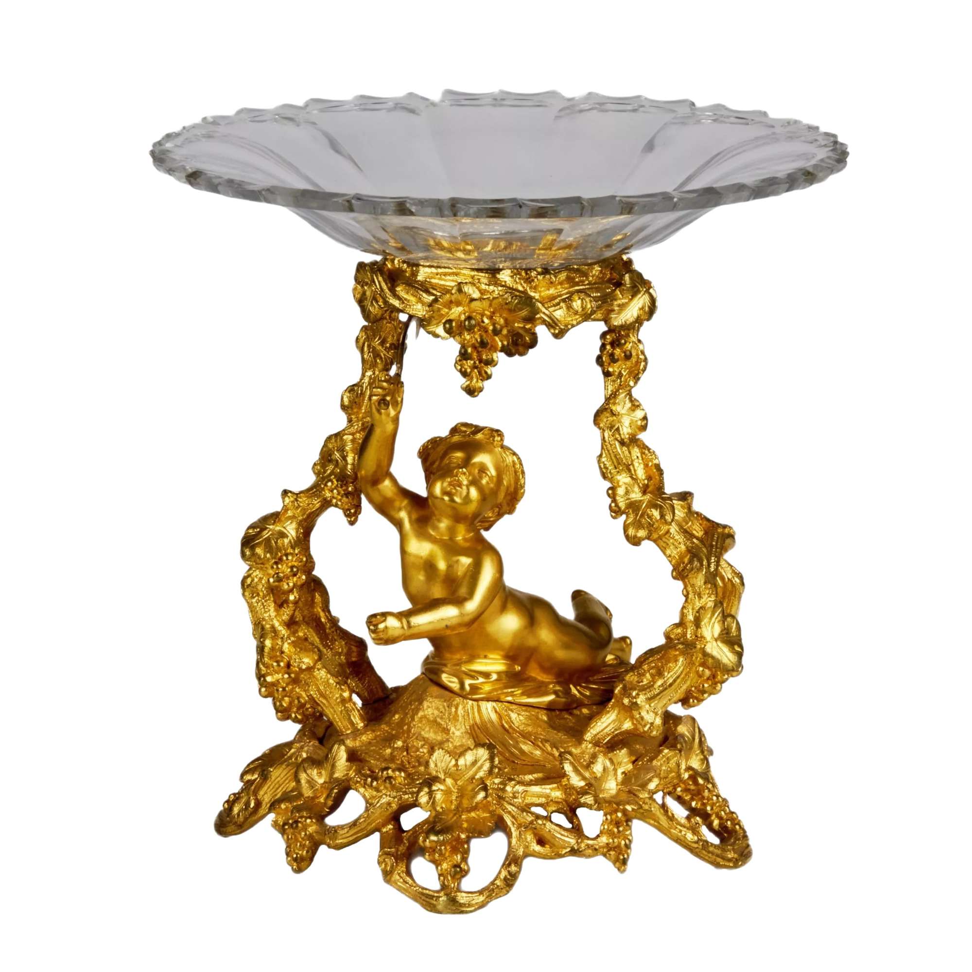 19th Century Napoleon III Gilded Bronze and Crystal Fruit Vase