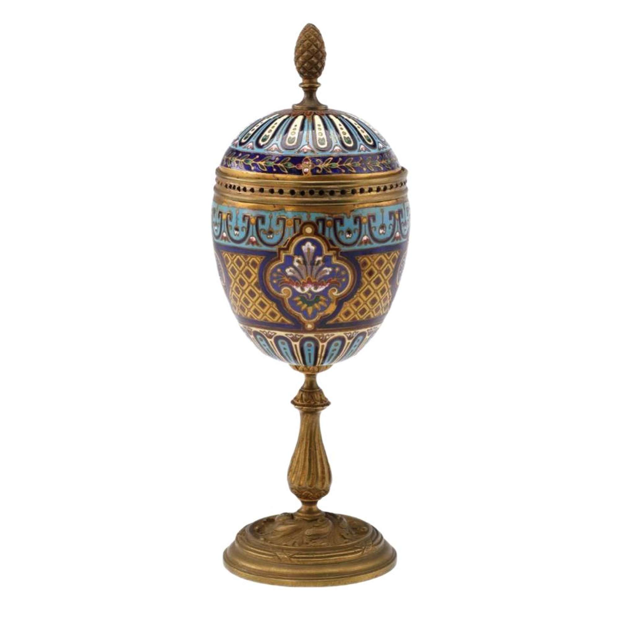 French Goblet in Bronze with Enamel Design, 19th Century