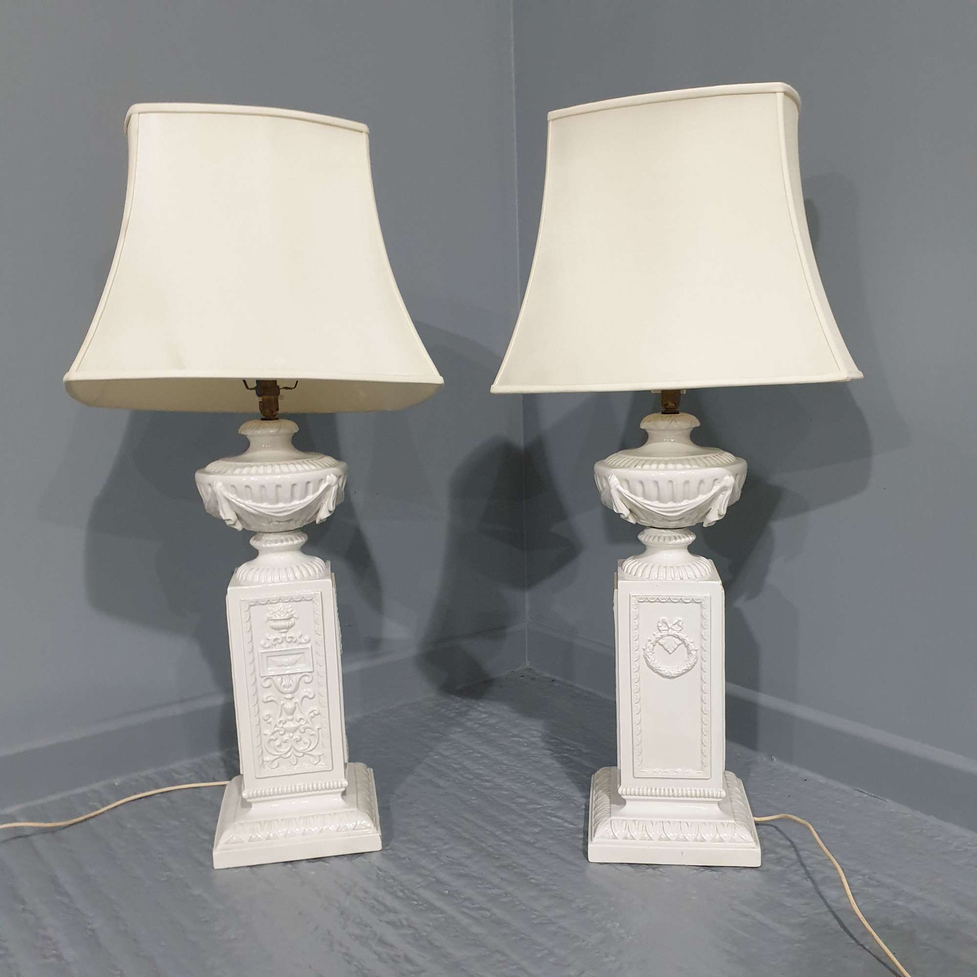 Large Pair Porcelain Table Lamps