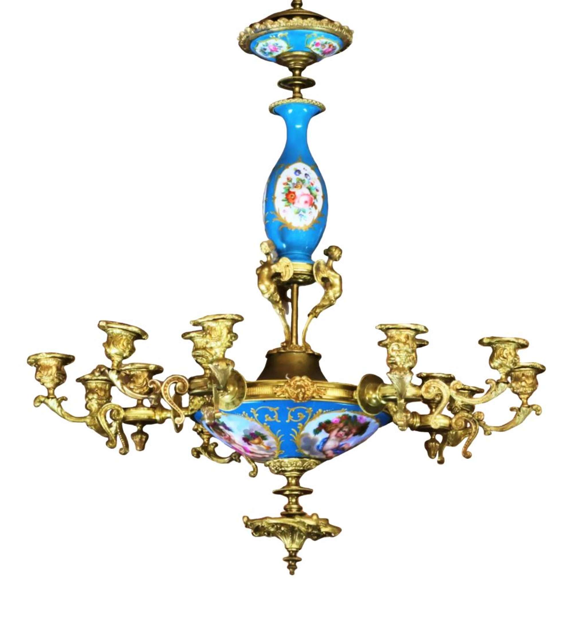 Chandelier for 15 Candles from Sevres in the Style of Louis XVI