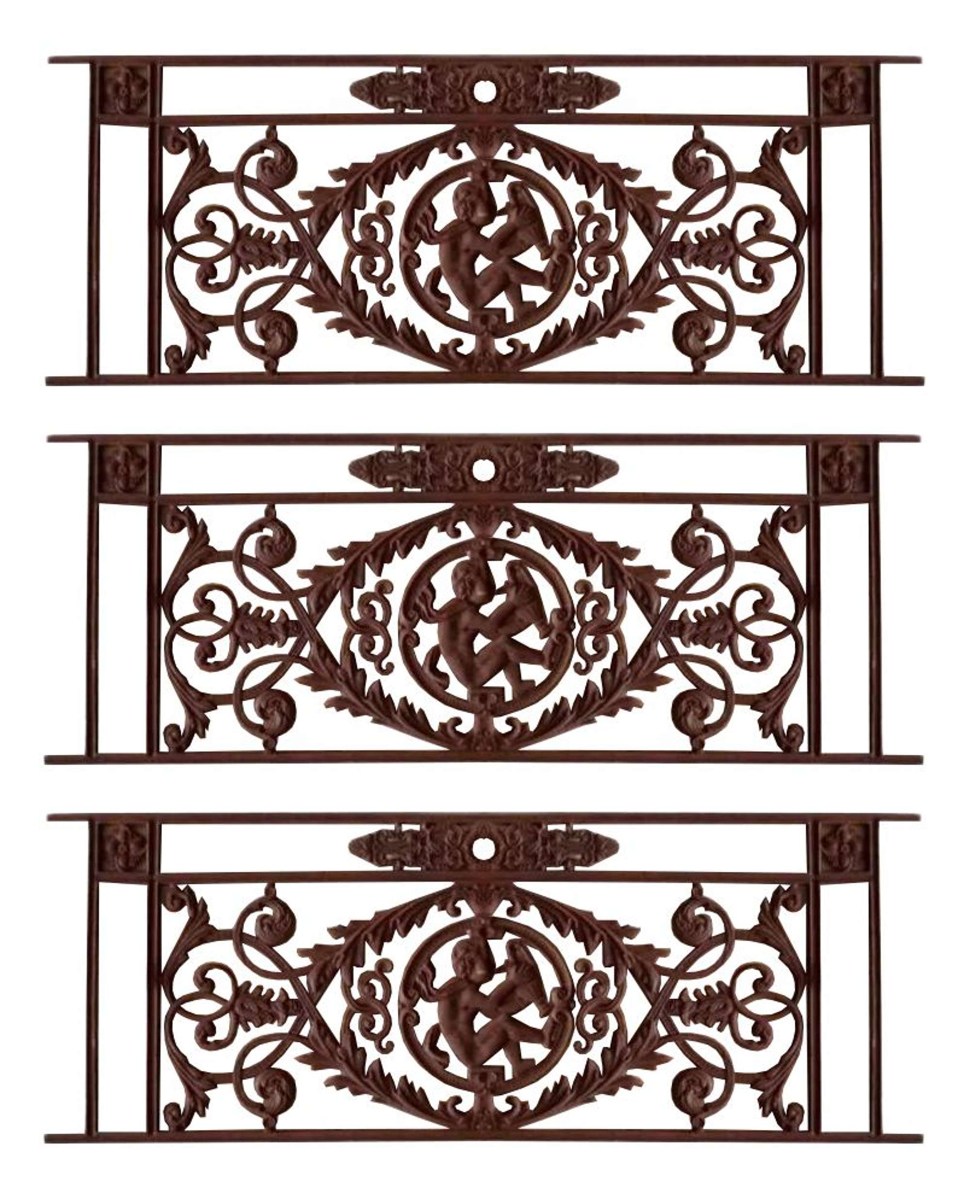 Cast Iron Balcony Gratings, Set of 3