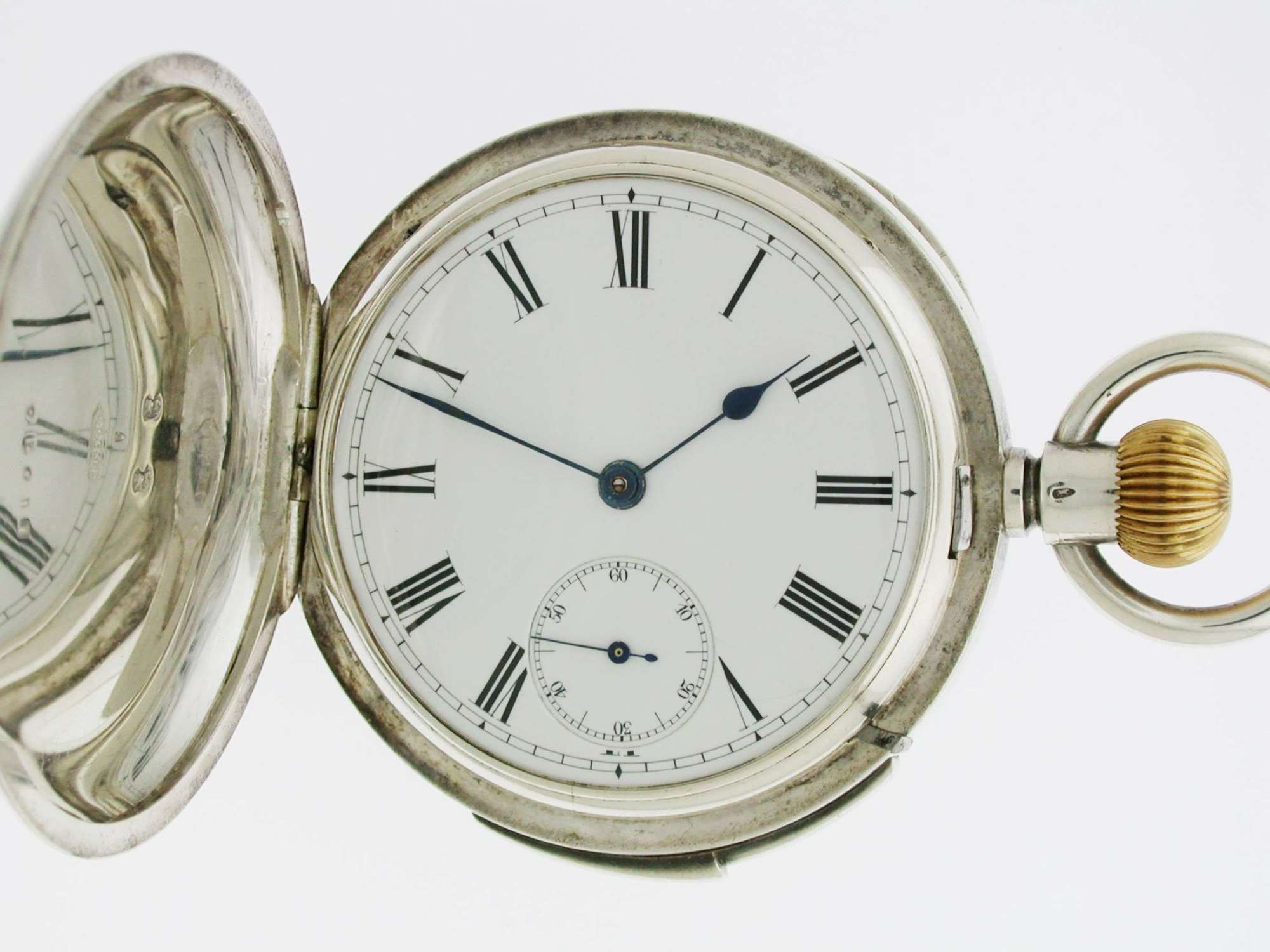 Antique Silver 0.935 Quarter Repeater Full Hunter  Pocket Watch Swiss