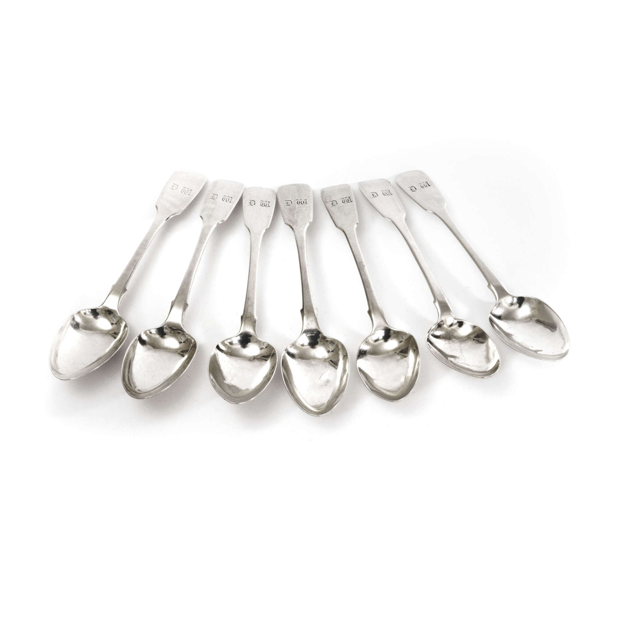 A Set of 7 Good Sized Silver Irish Tea Spoons