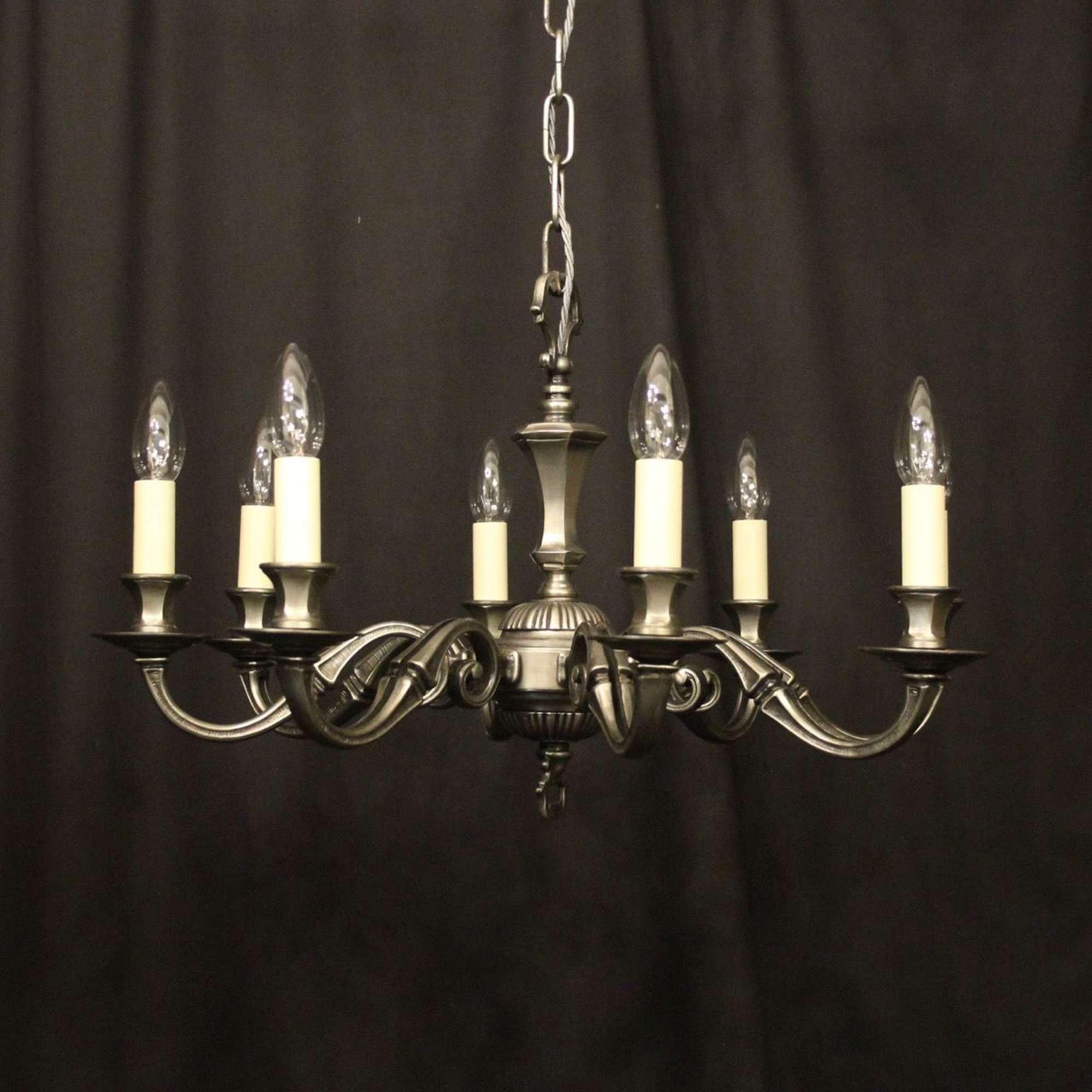 French Silver Plated 8 Light Chandelier