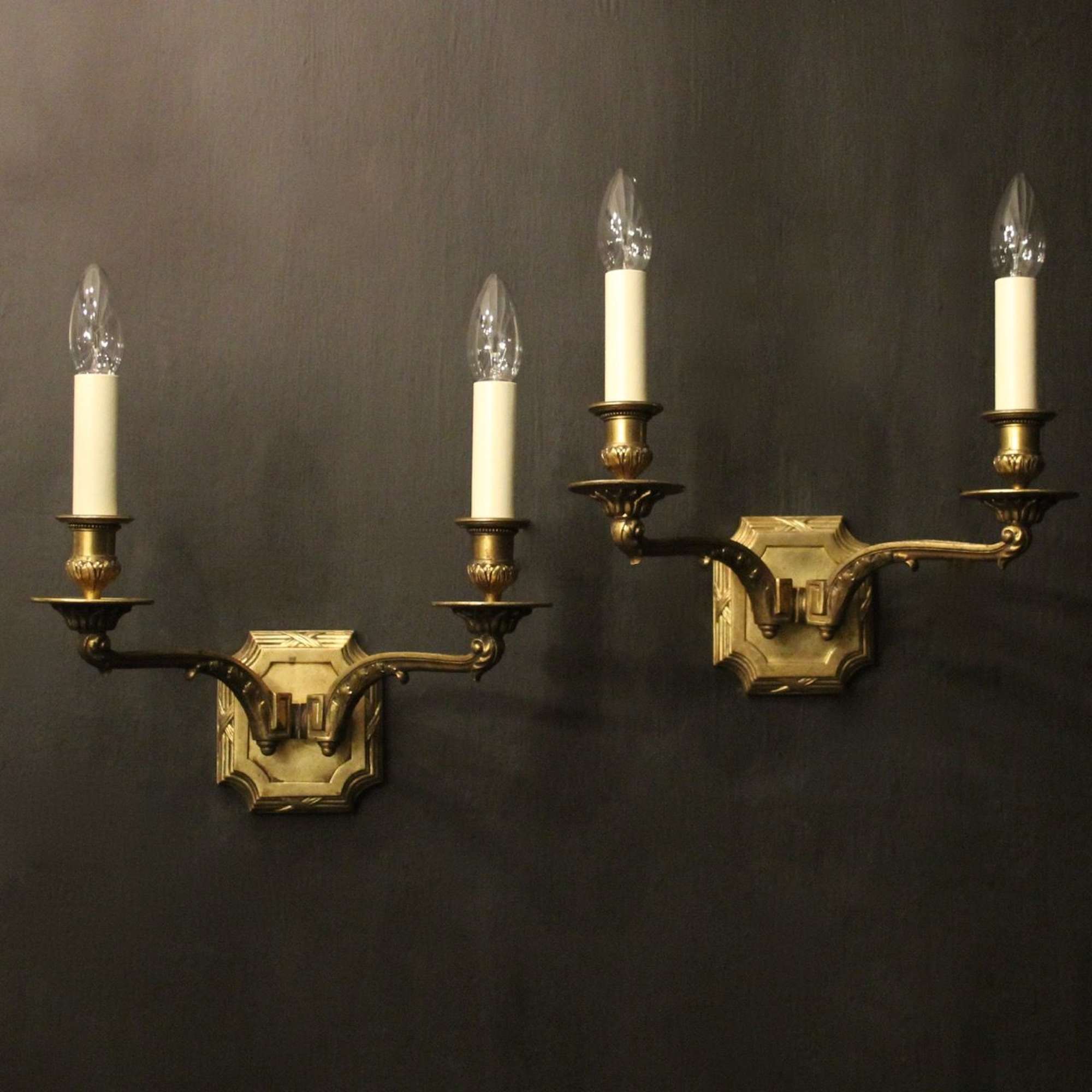 English Gilded Bronze Antique Wall Lights