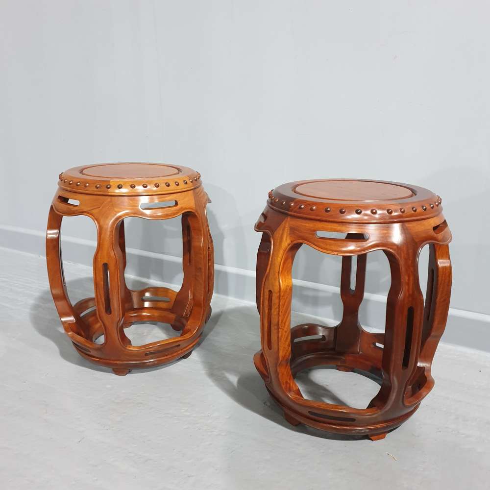 Pair Oriental Teak Seats