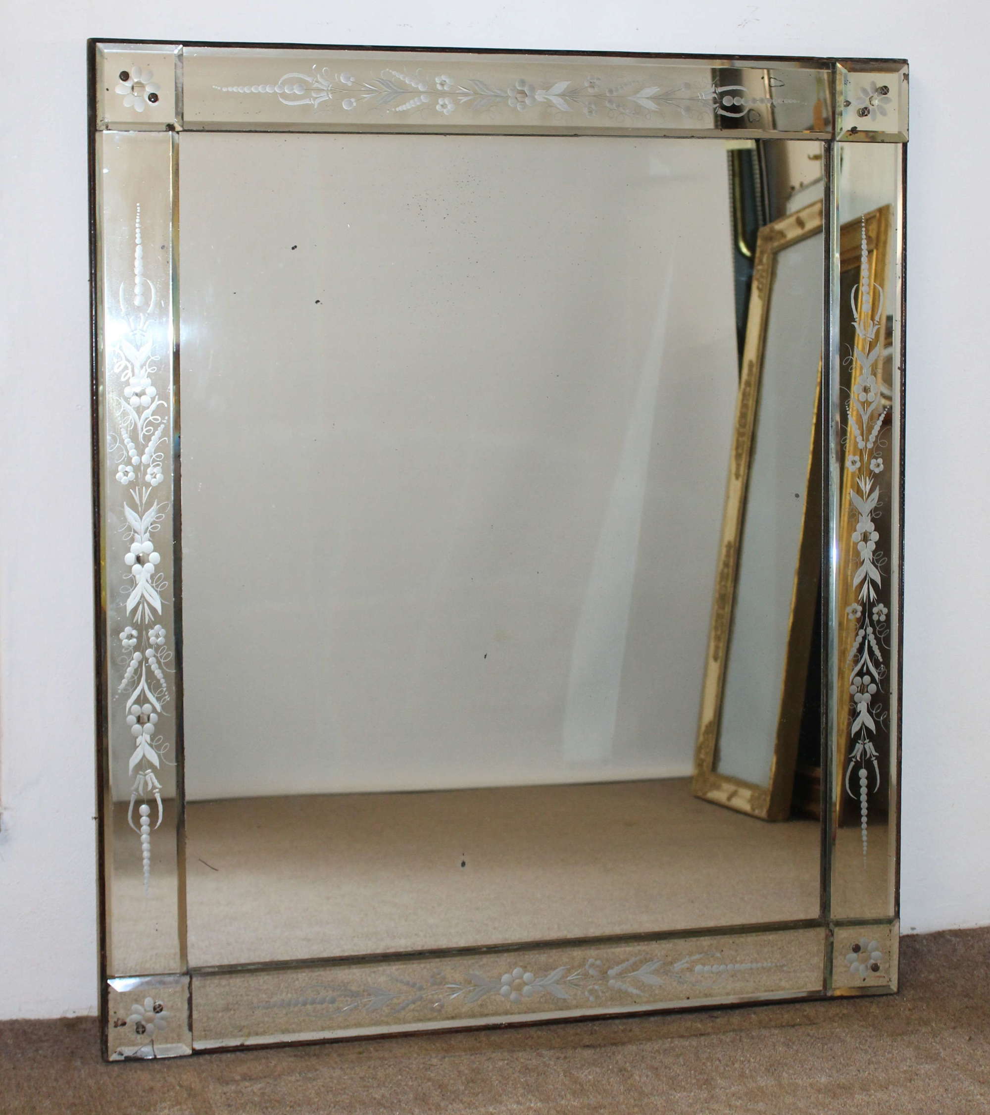 Vintage Venetian mirror with square corners