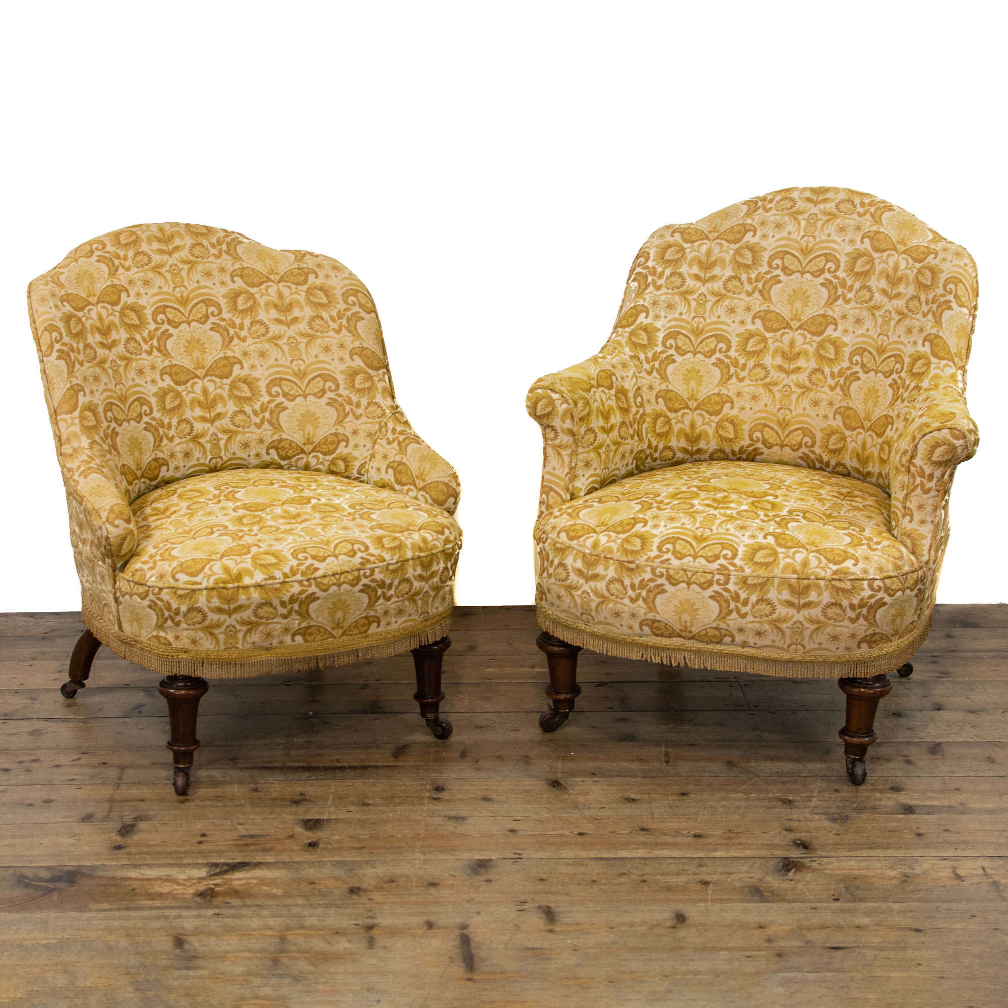 Pair Of Similar Victorian Upholstered Tub Antique Chairs
