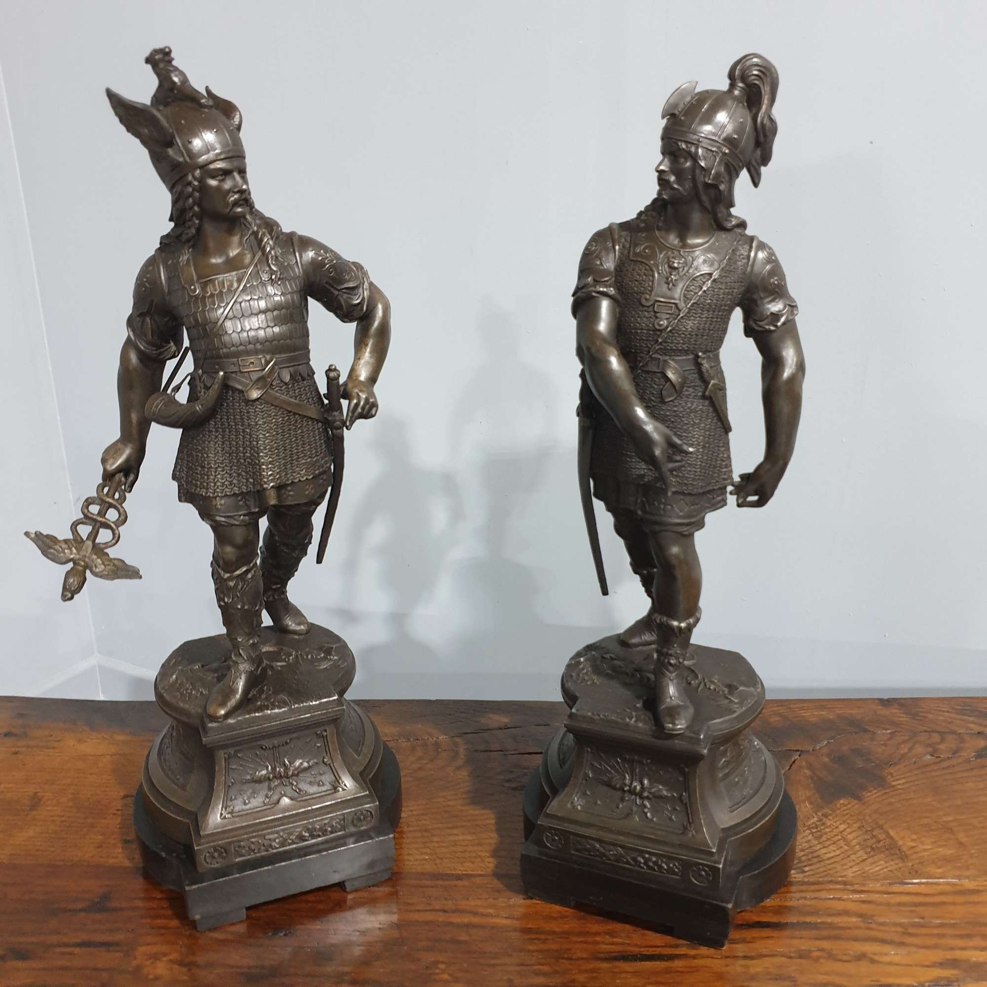 Pair Large Spelter Figures