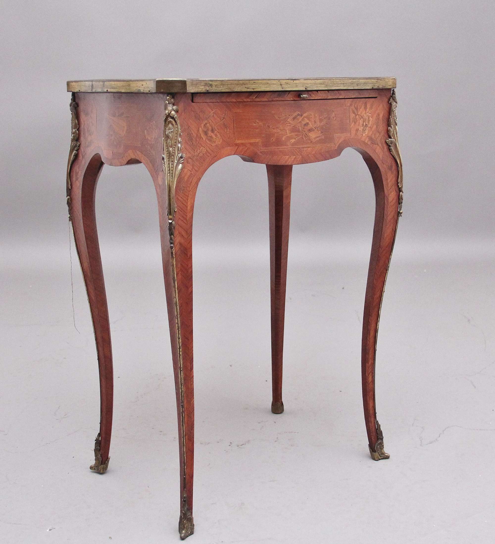 Early 20th Century French Kingwood And Marquetry Side Table