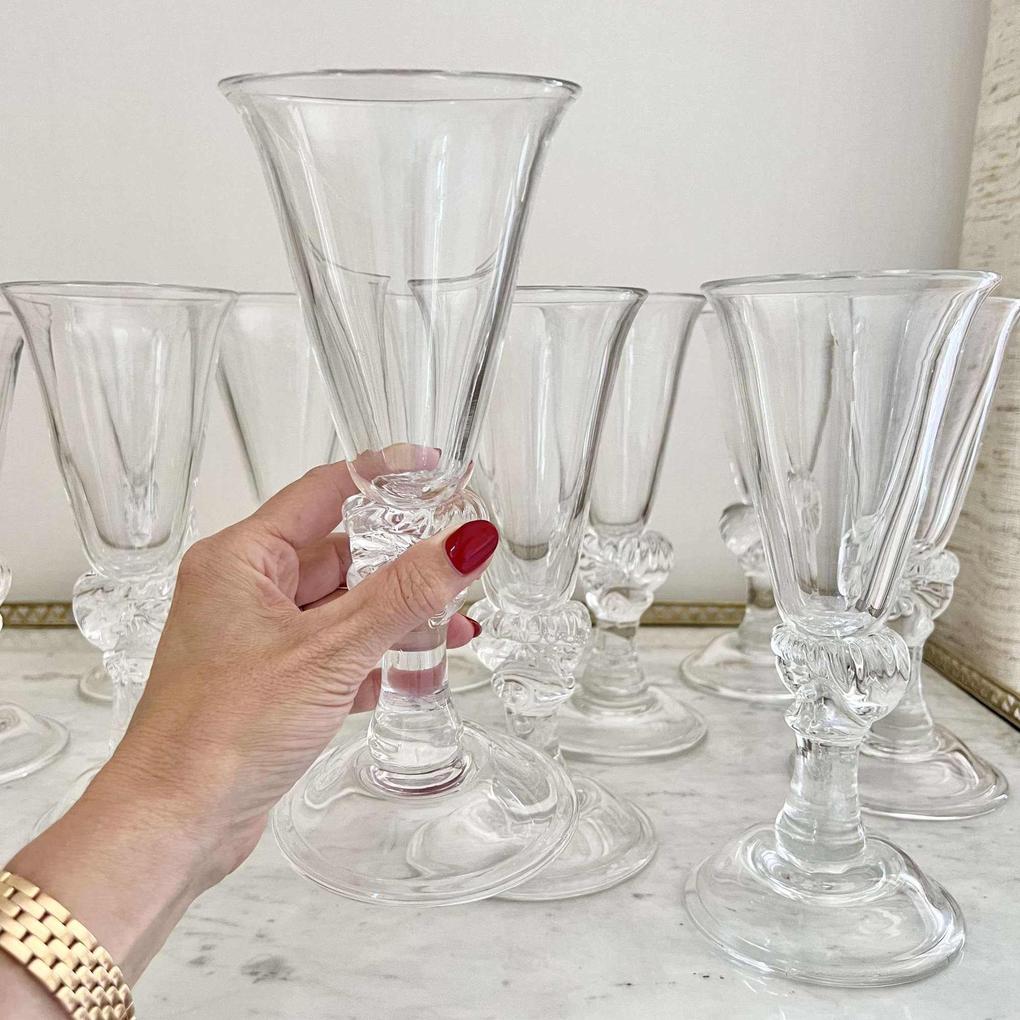 Anthony Stern super-sized crystal shell goblet glasses