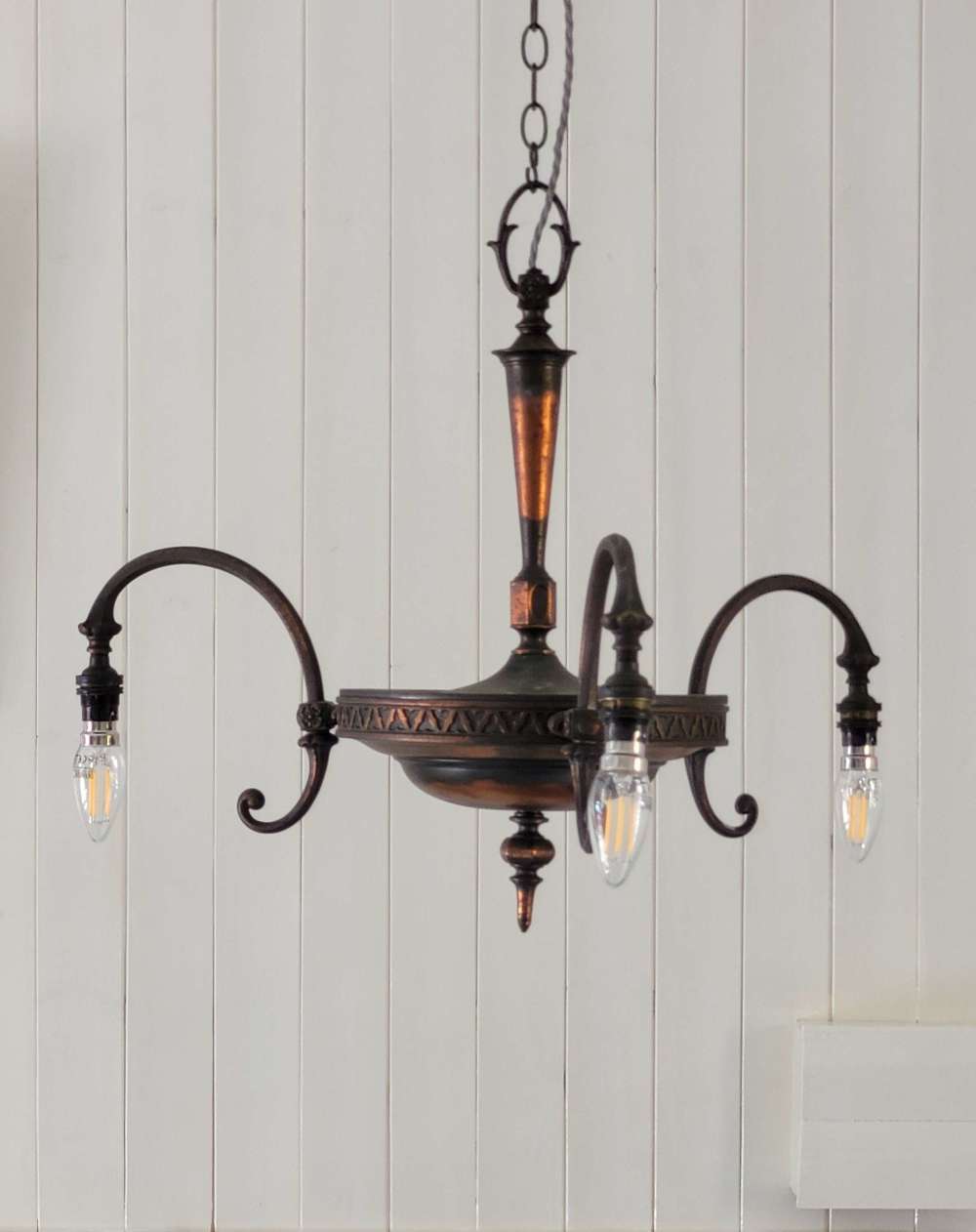 C1900 three branch copper electrolier