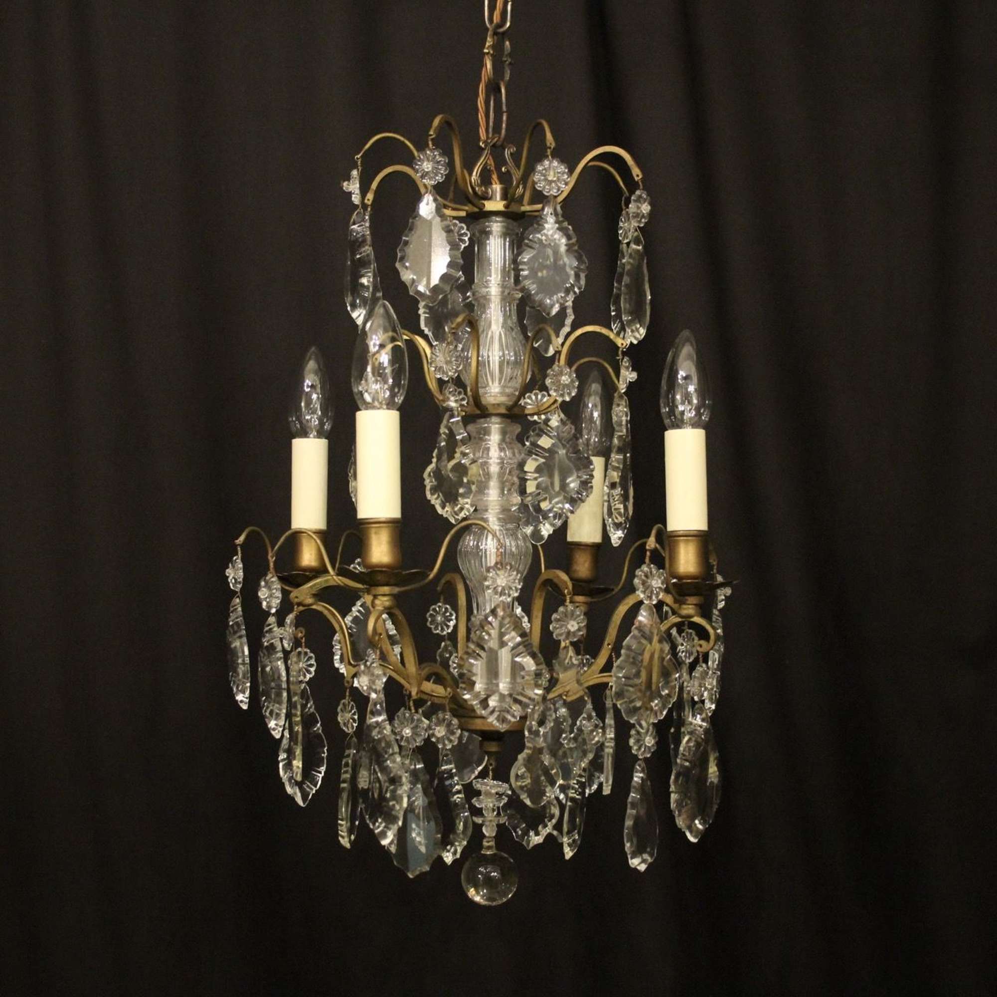 French Gilded 4 Light Antique Chandelier