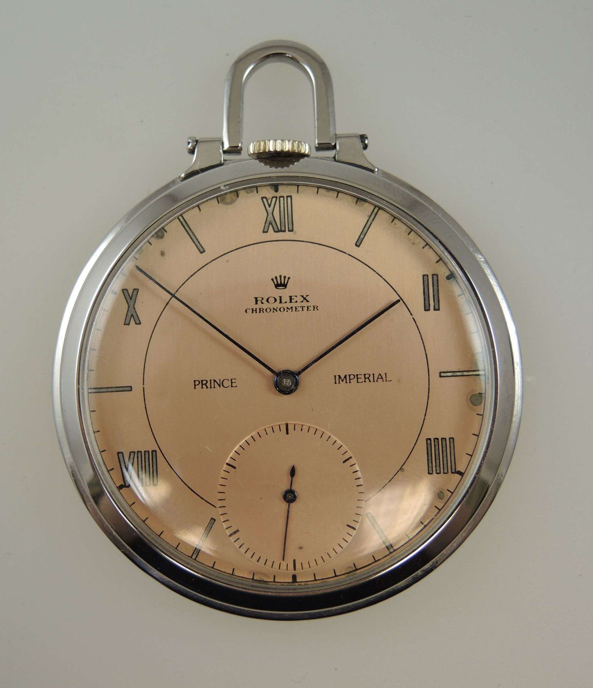 Vintage steel Rolex Chronometer Prince Imperial pocket watch c1935