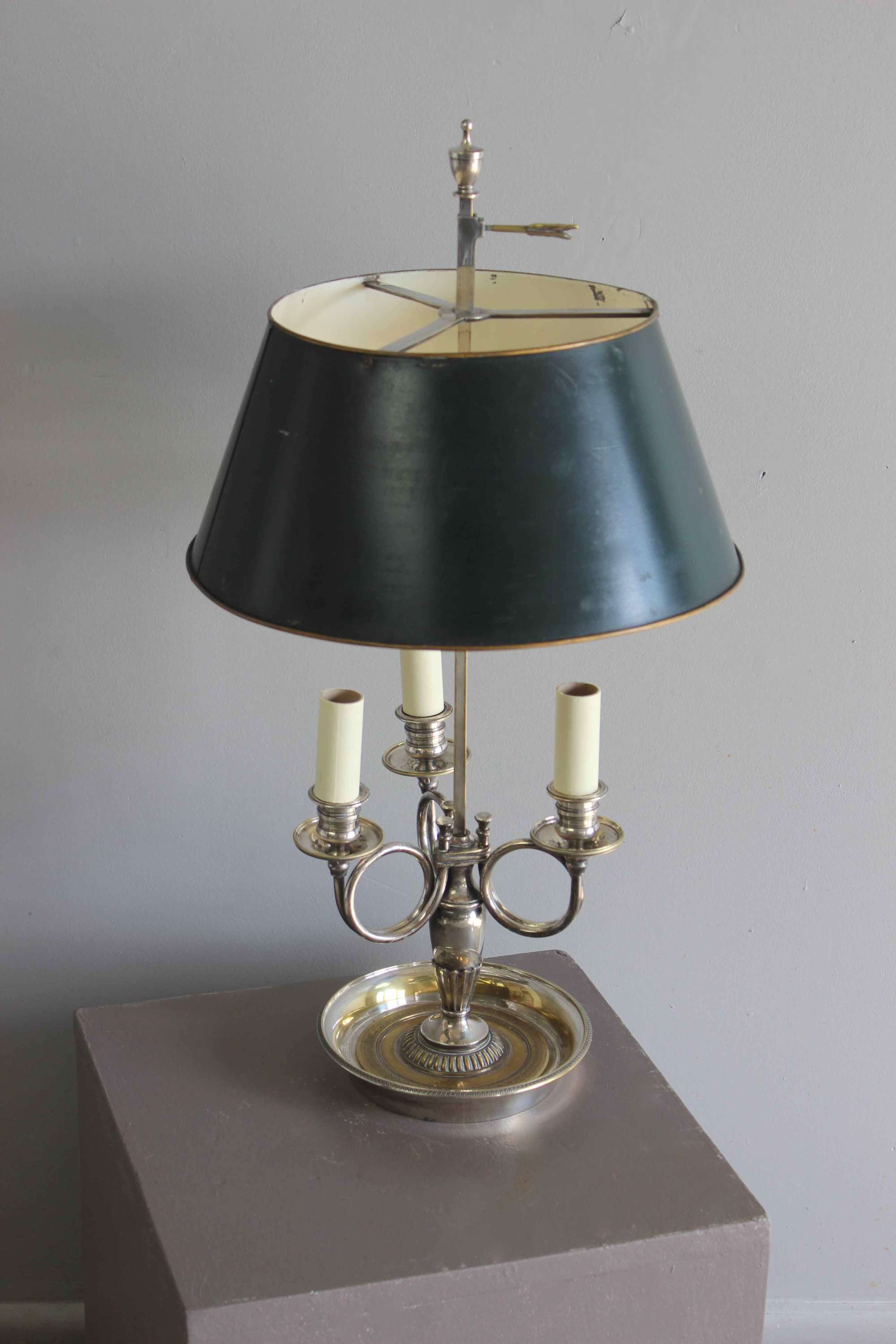 Silver over brass  adjustable height  lamp