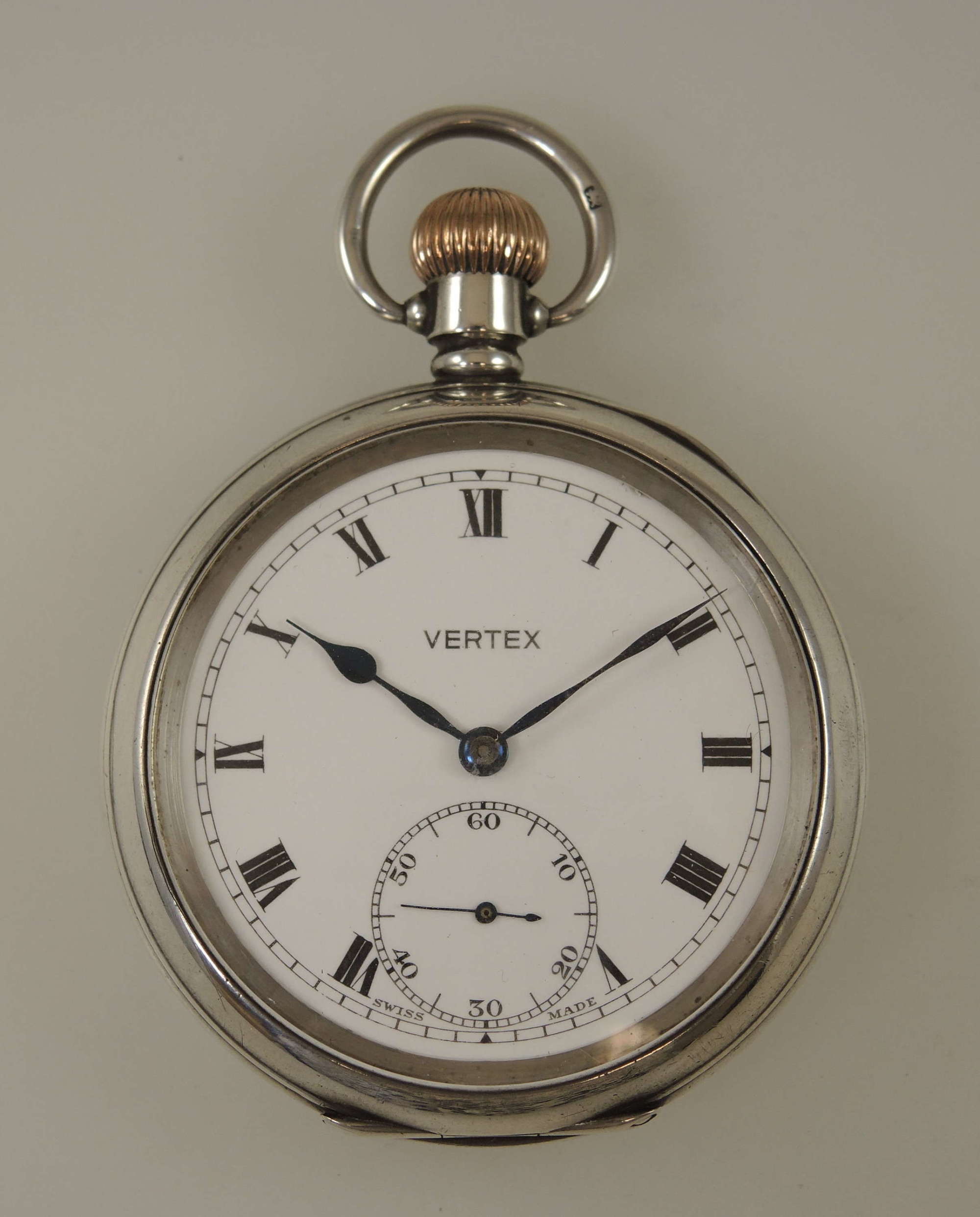 Antique silver pocket watch by Vertex c1919